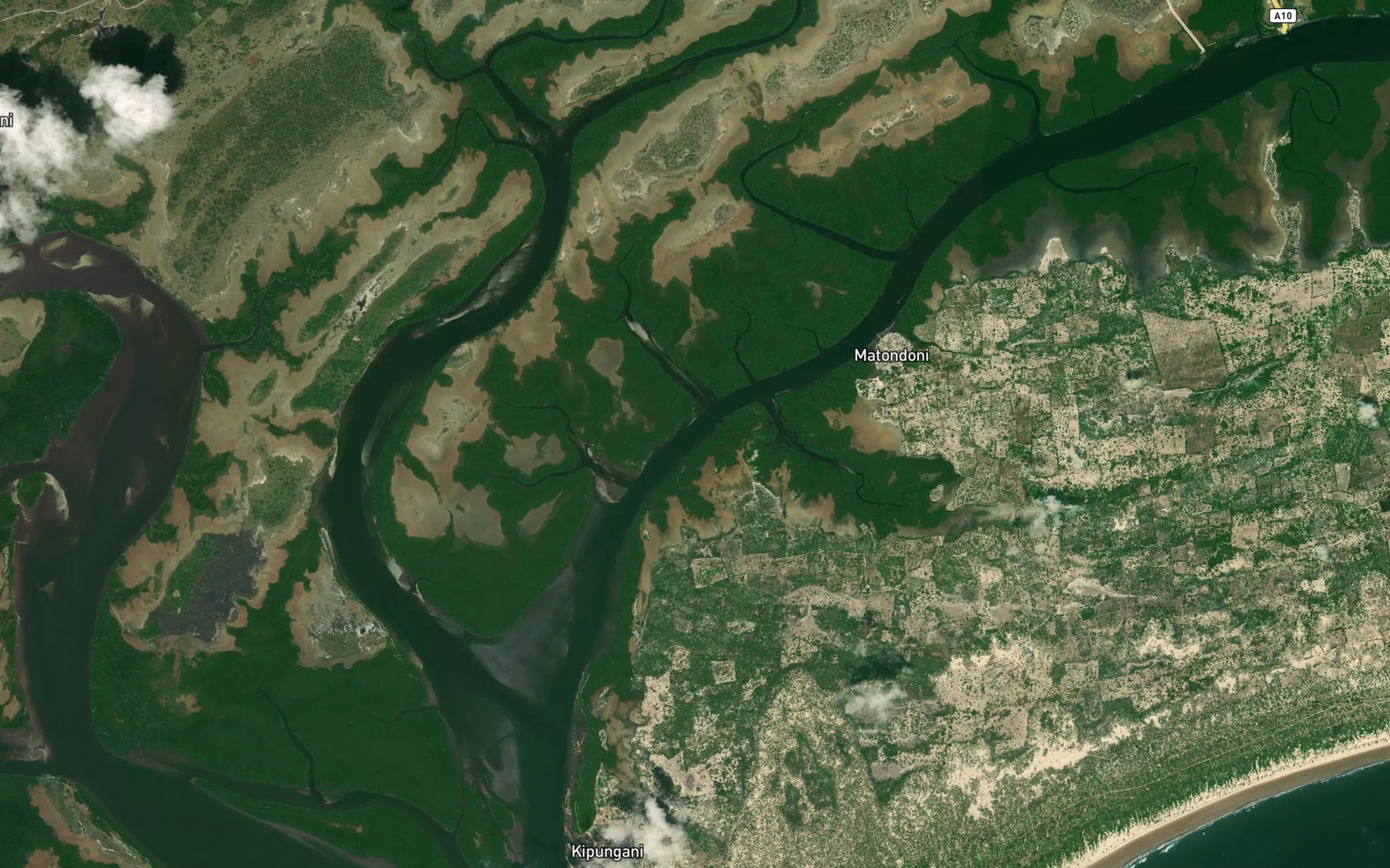 Satellite map of the Mto wa Kipungani