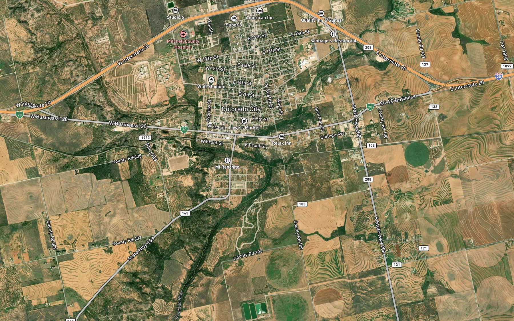 Satellite map of the Lone Wolf Creek