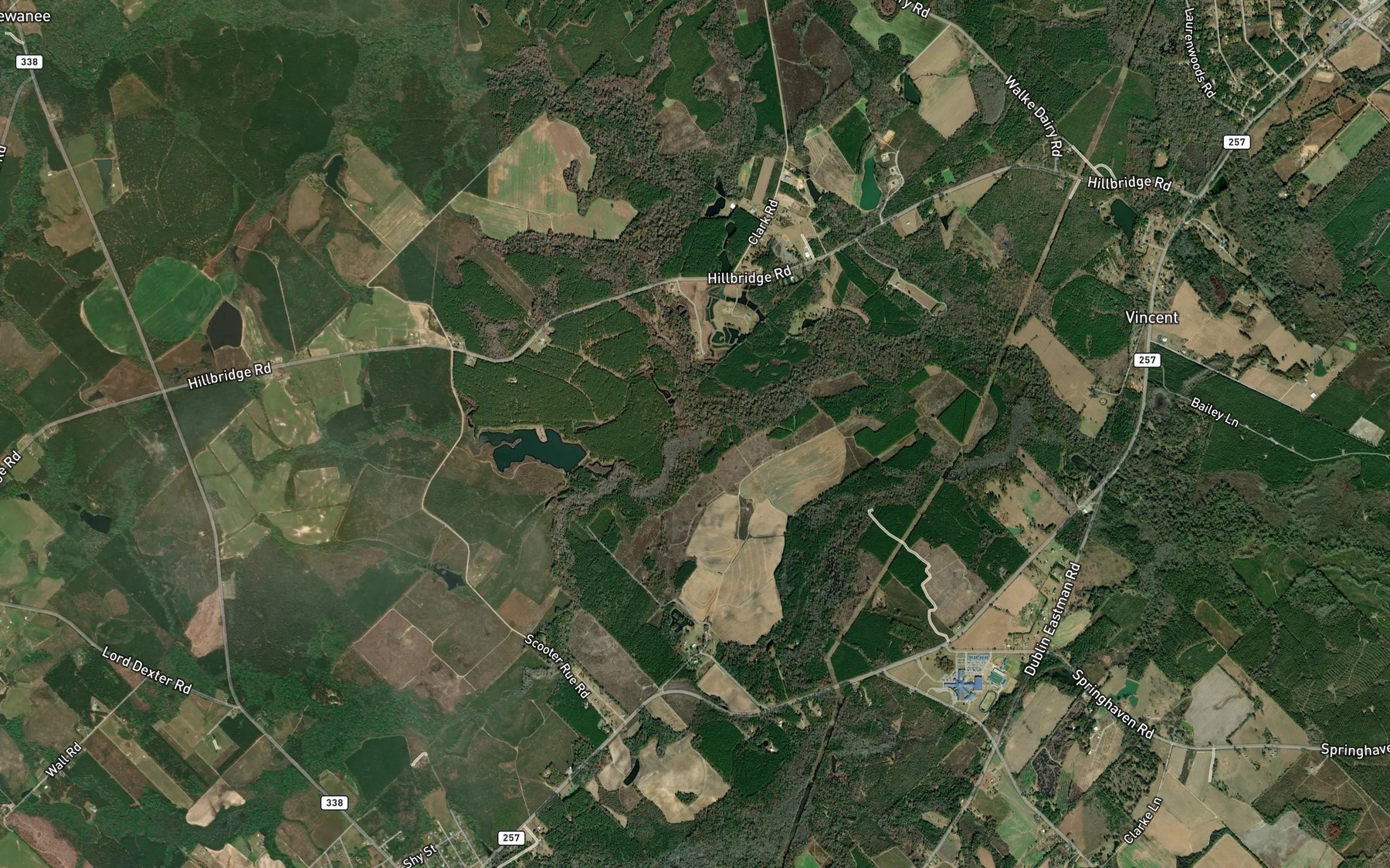 Satellite map of the Boggy Branch
