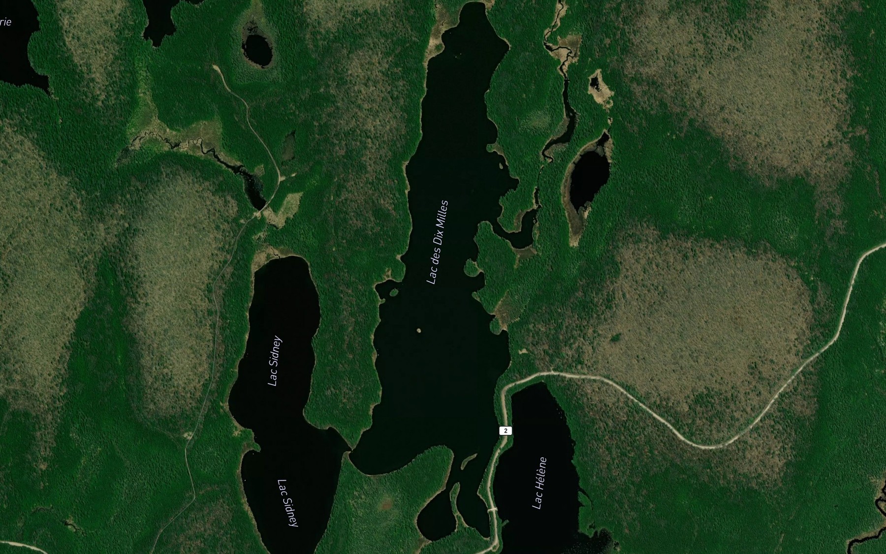 Satellite map of the Lac des Dix Milles