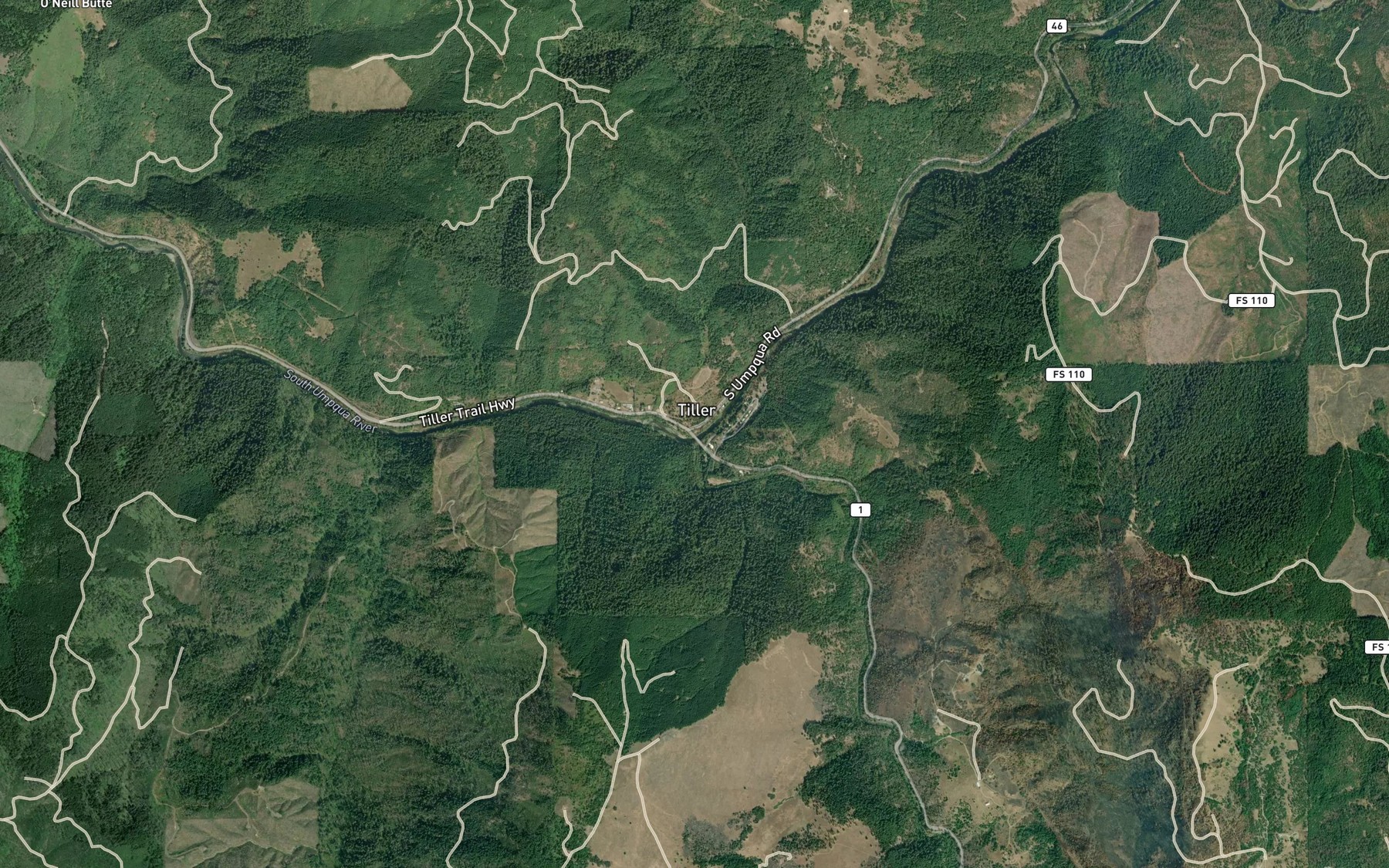 Satellite map of the Elk Creek