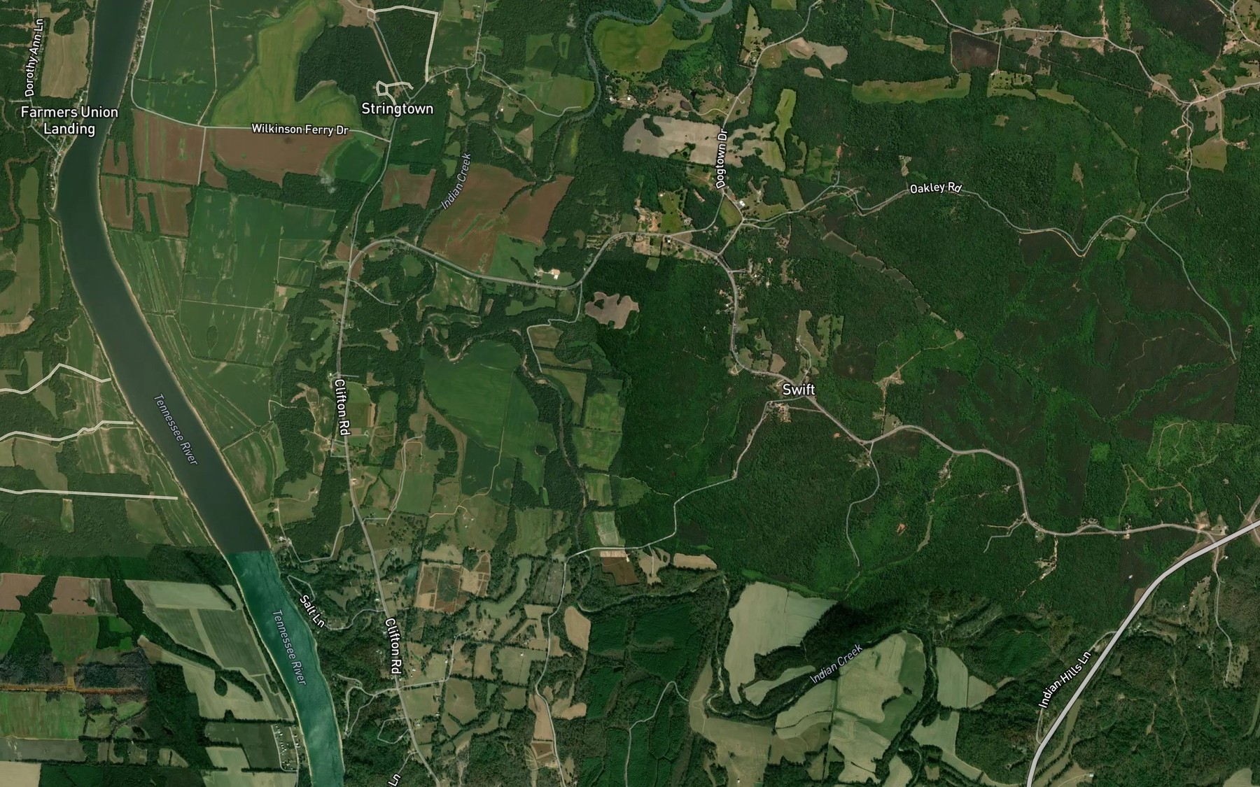 Satellite map of the Thompson Branch