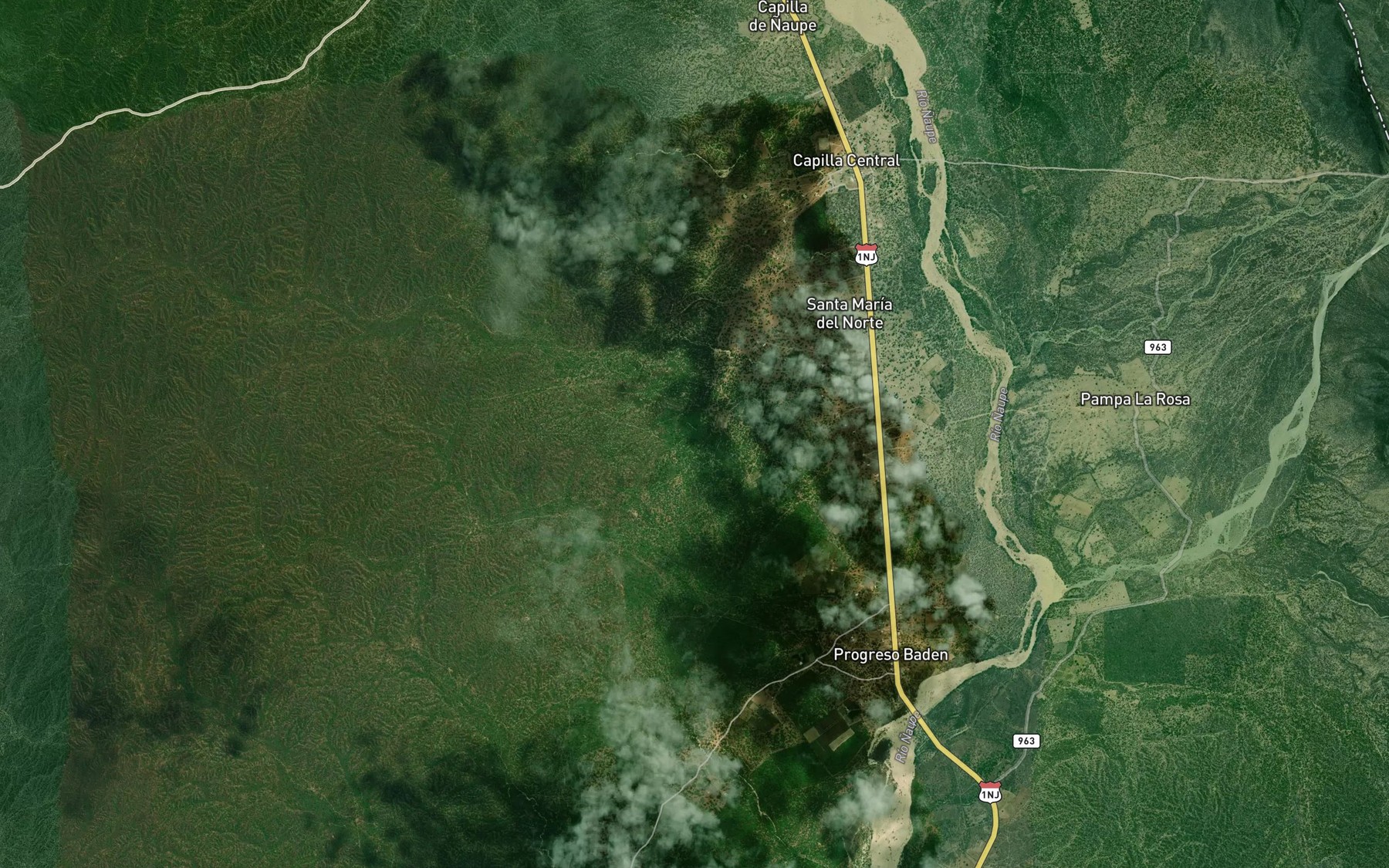 Satellite map of the Quebrada Vega Paredones