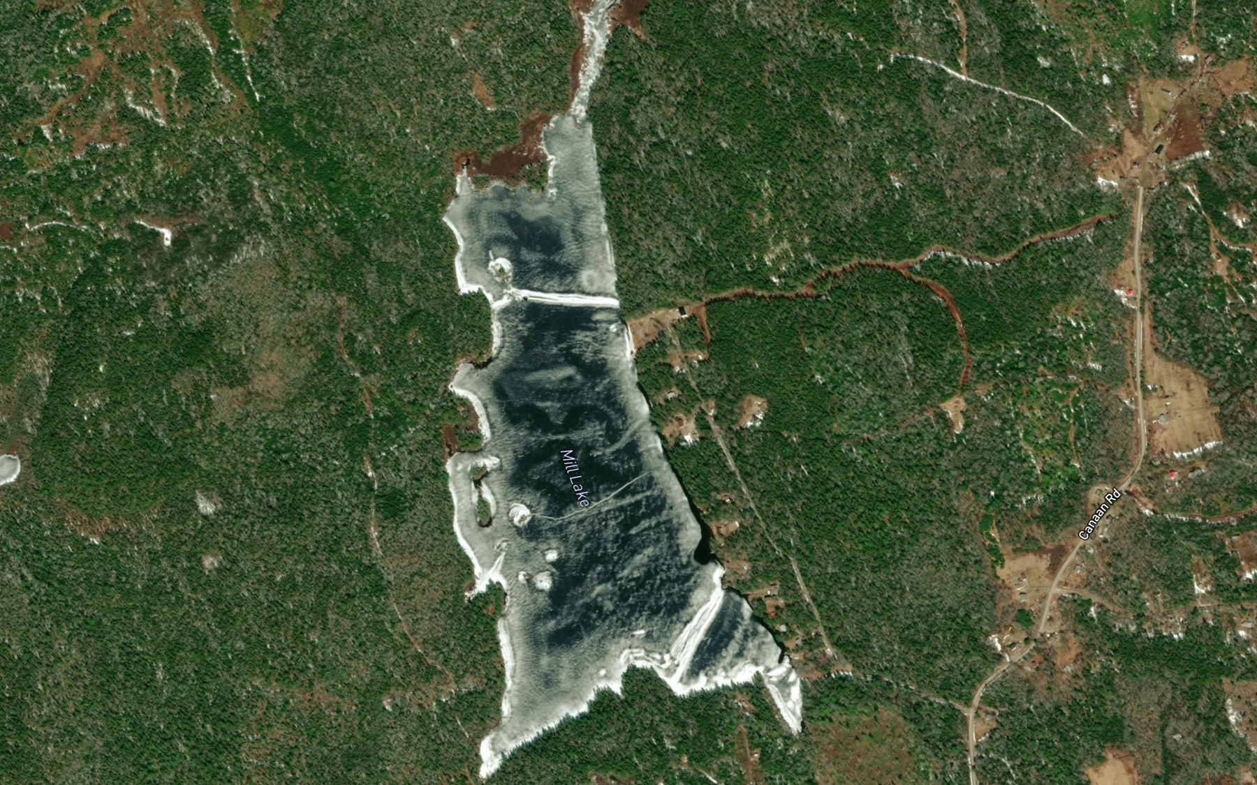 Satellite map of the Mill Lake