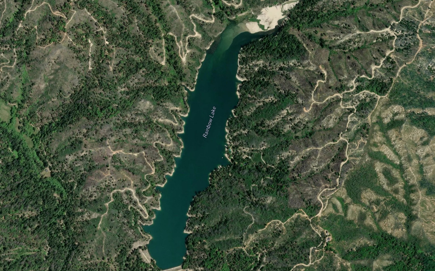 Satellite map of the Rainbow Lake