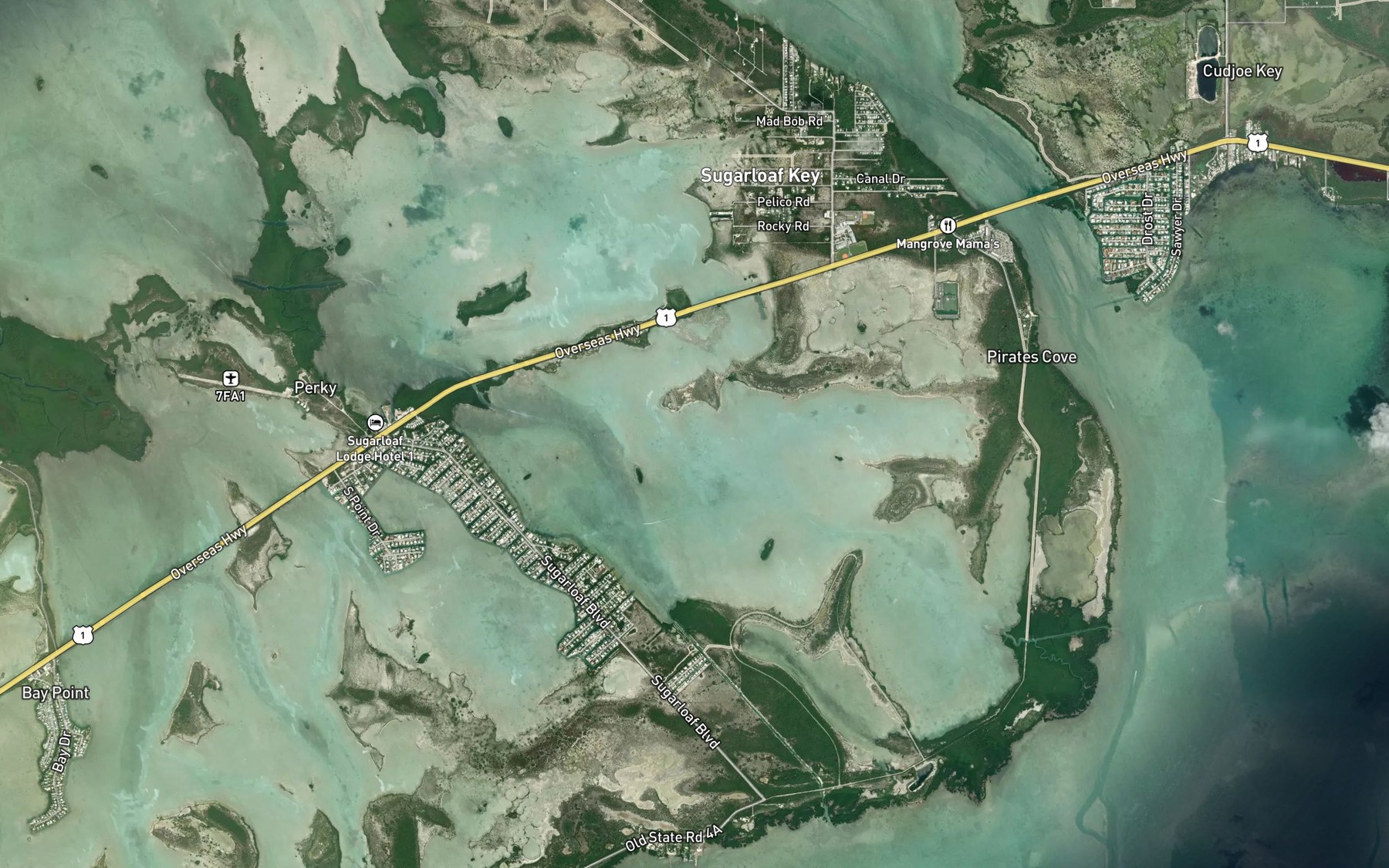 Satellite map of the Upper Sugarloaf Sound