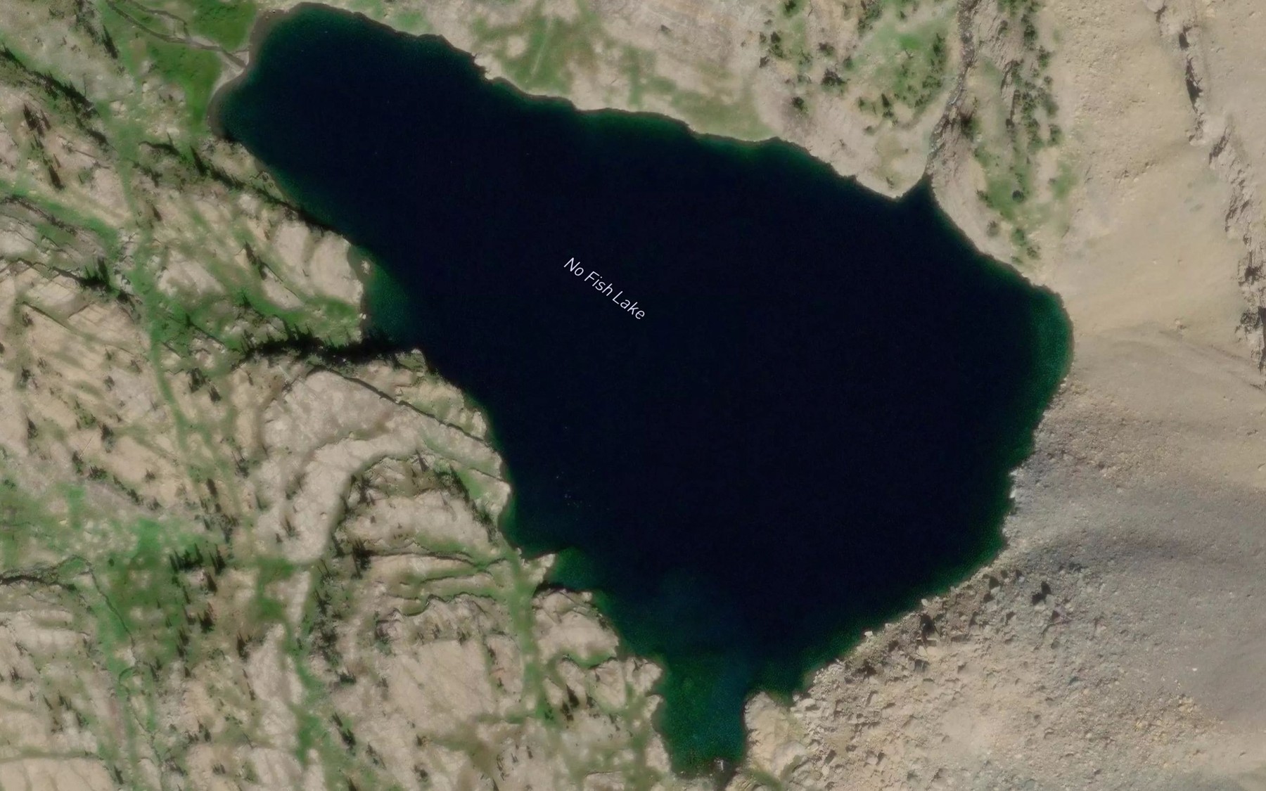Satellite map of the No Fish Lake