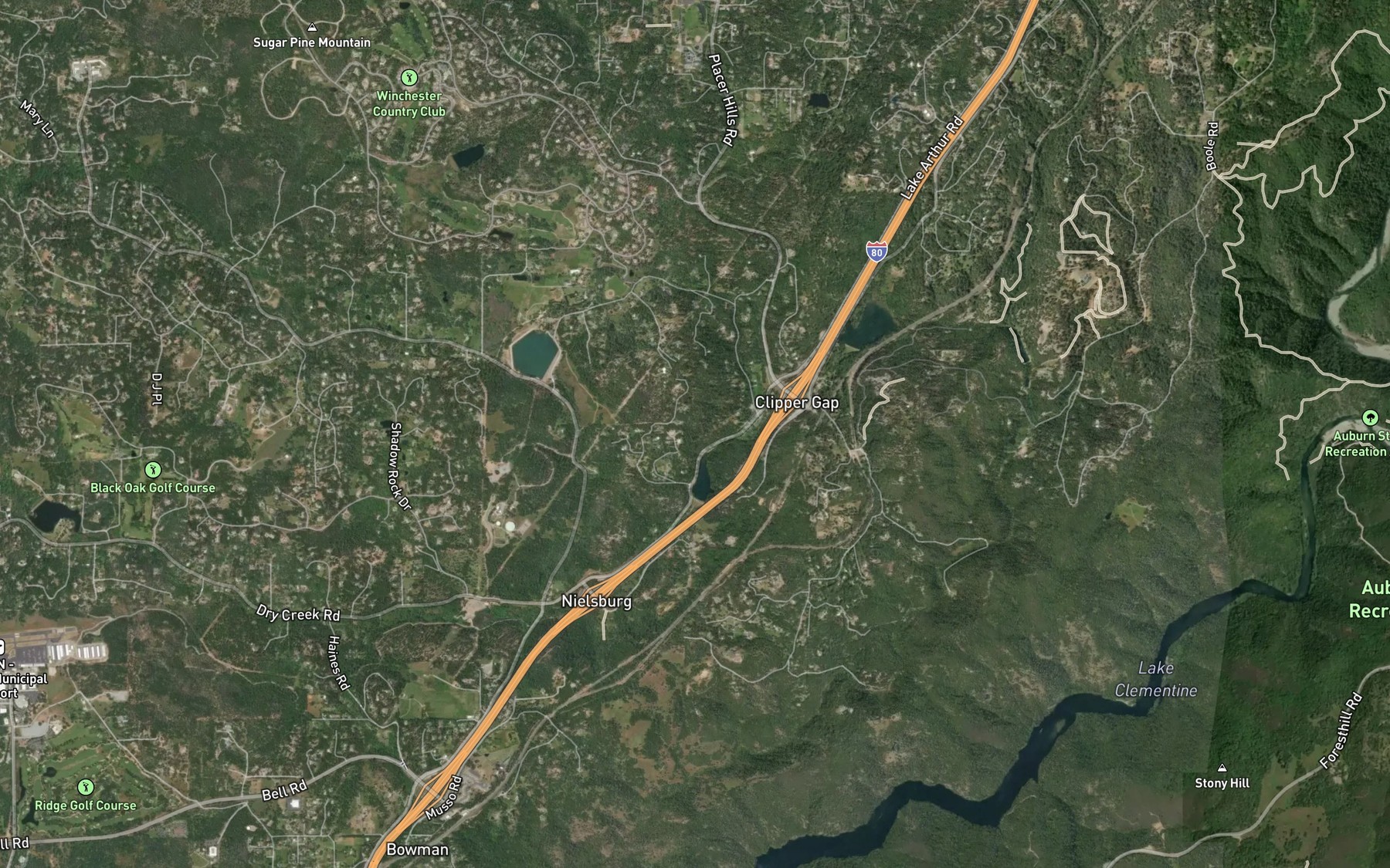 Satellite map of the Upper Bowman Canal