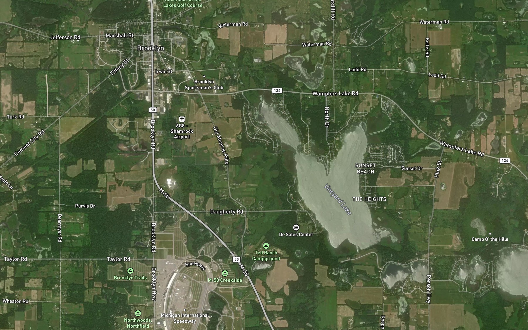 Satellite map of the Plum Brook Drain
