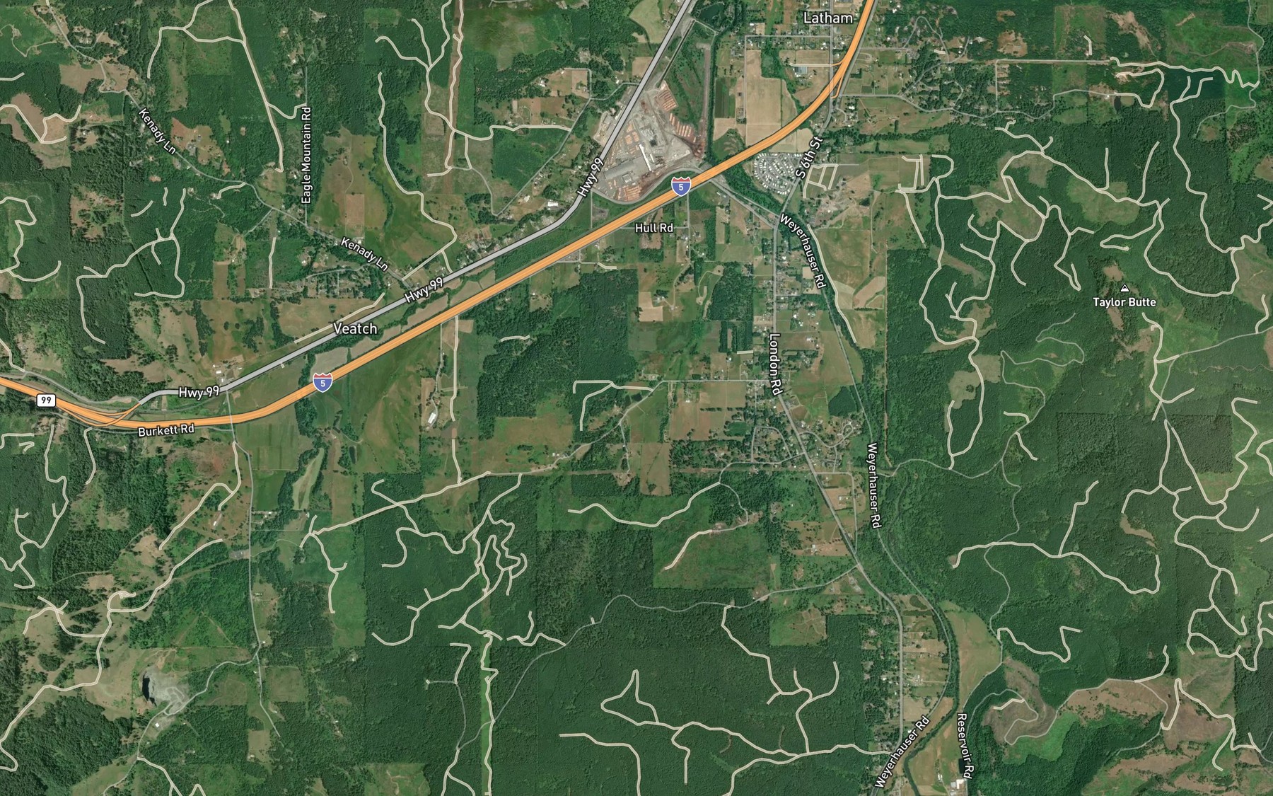 Satellite map of the Harris Reservoir
