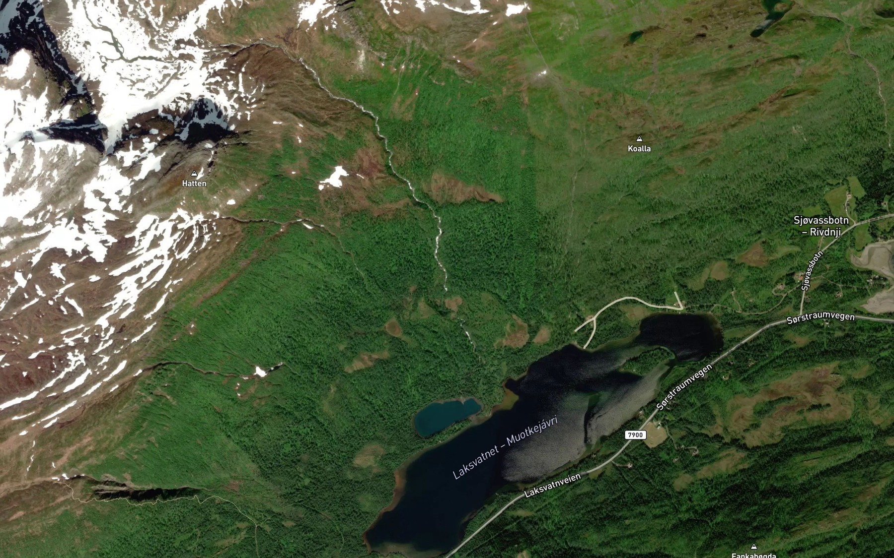 Satellite map of the Gjommerdalselva
