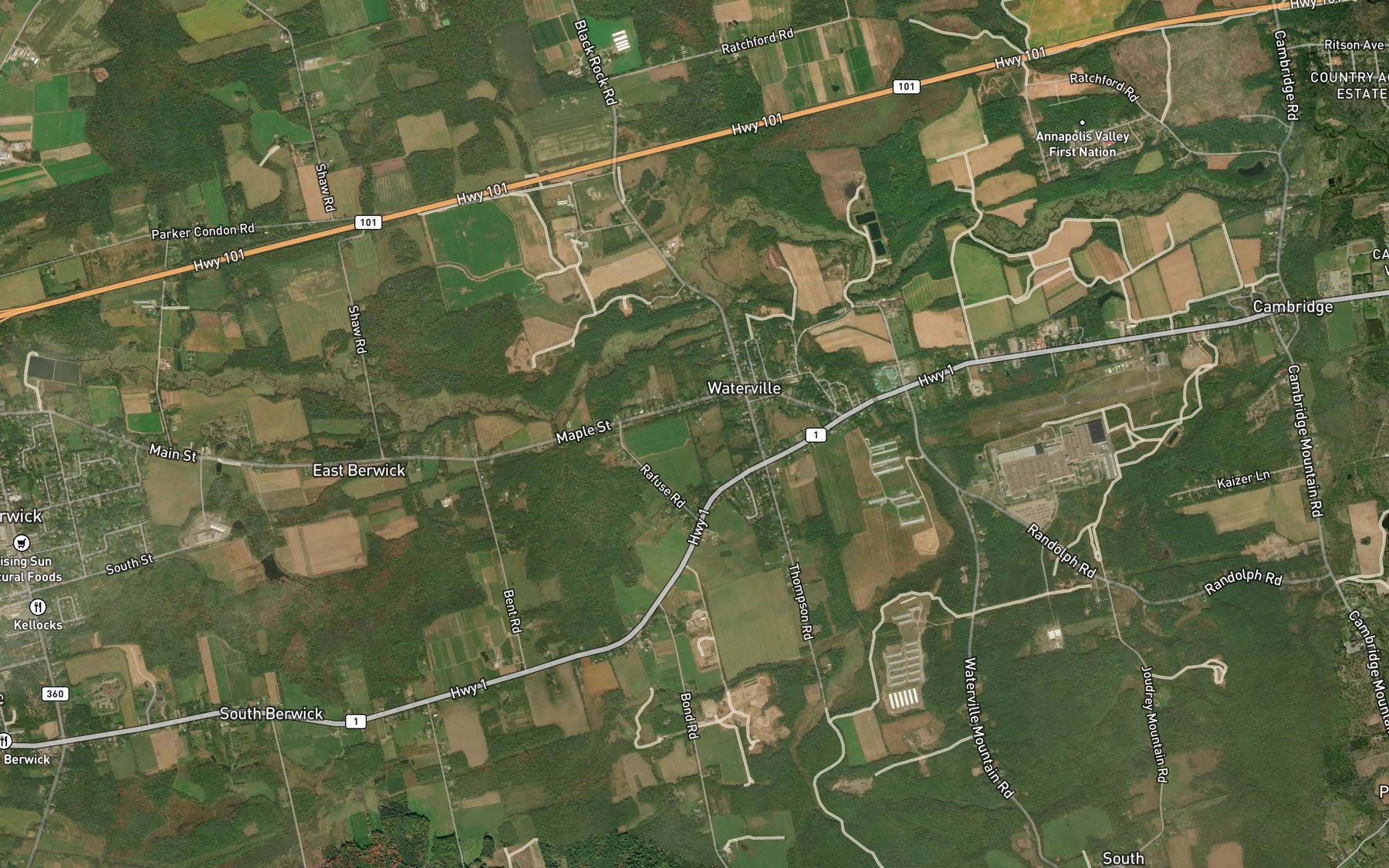 Satellite map of the Rochford Brook