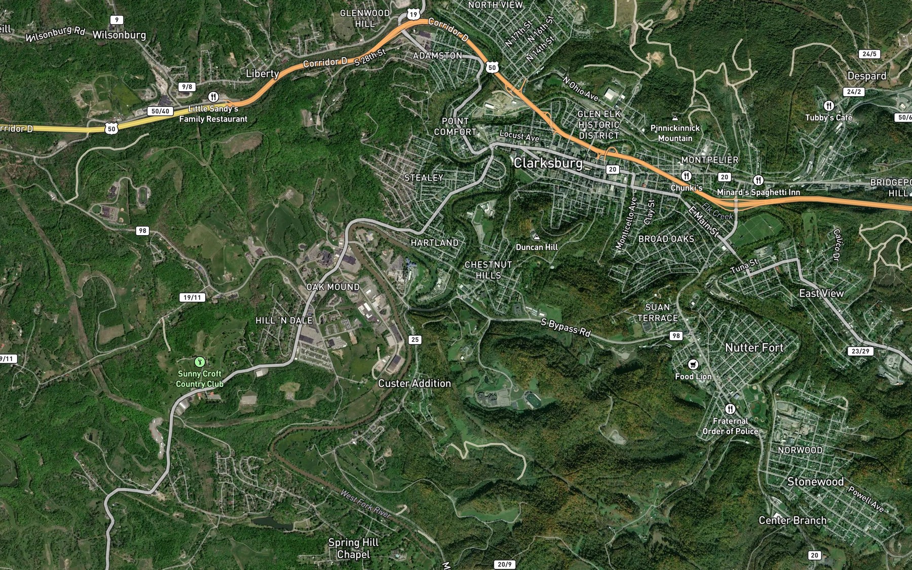 Satellite map of the Arnold Run