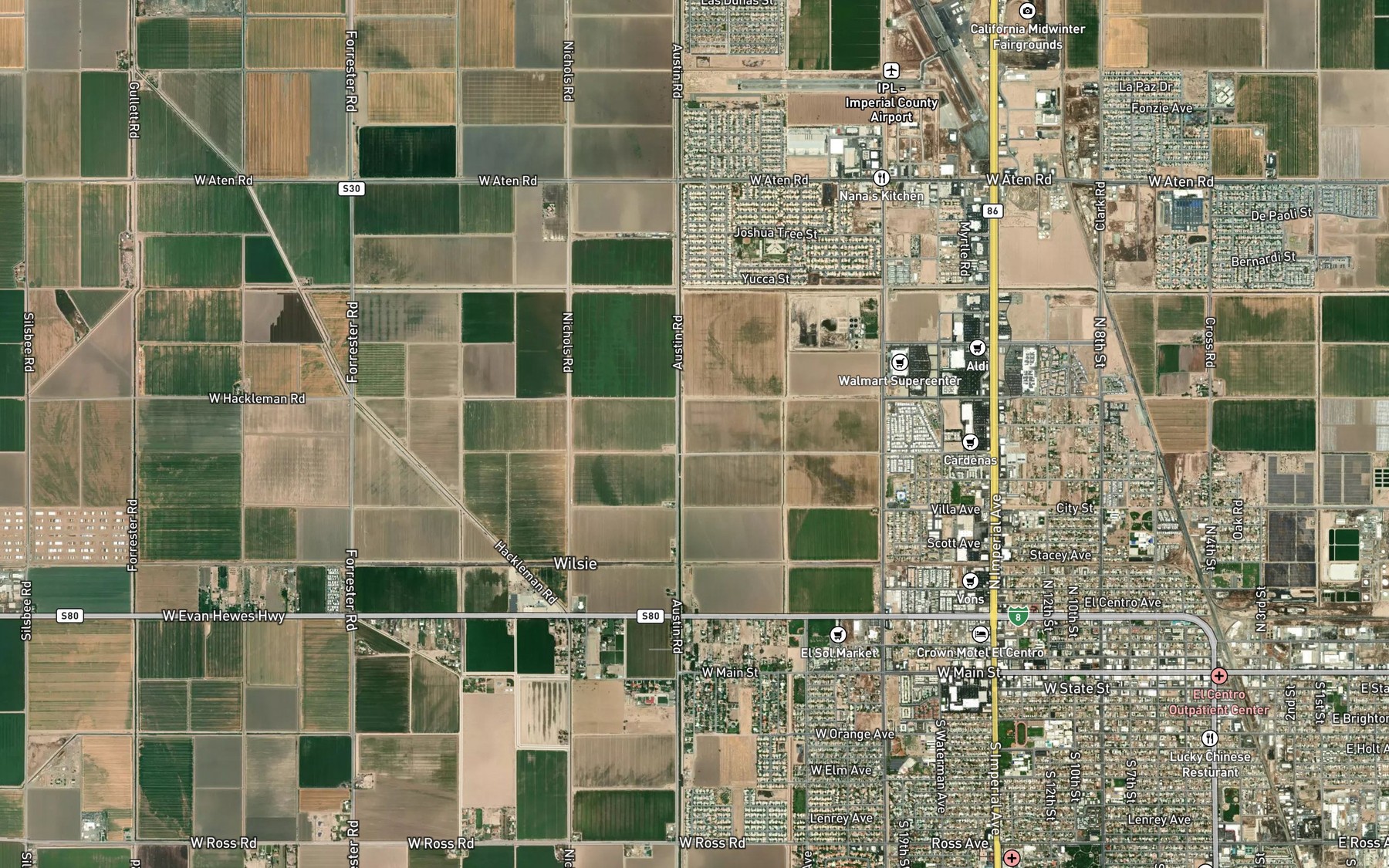 Satellite map of the Evergreen Lateral Three