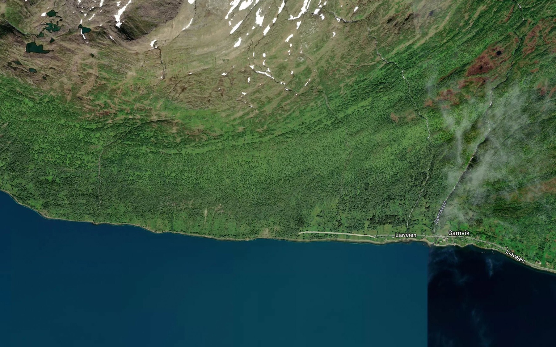Satellite map of the Nordelva