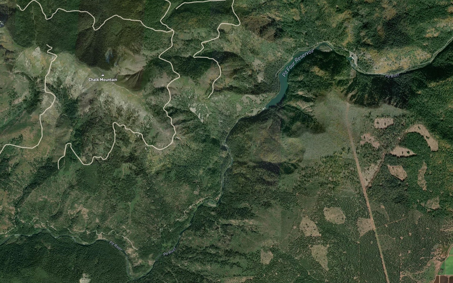 Satellite map of the Ruling Creek