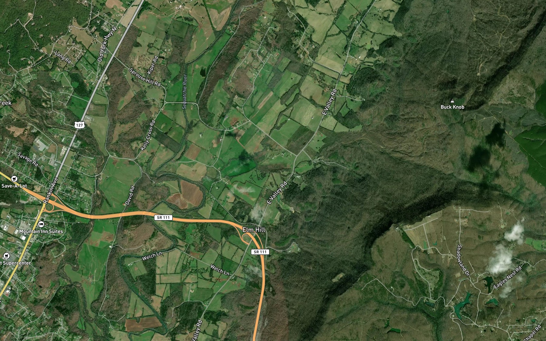 Satellite map of the Thomas Branch