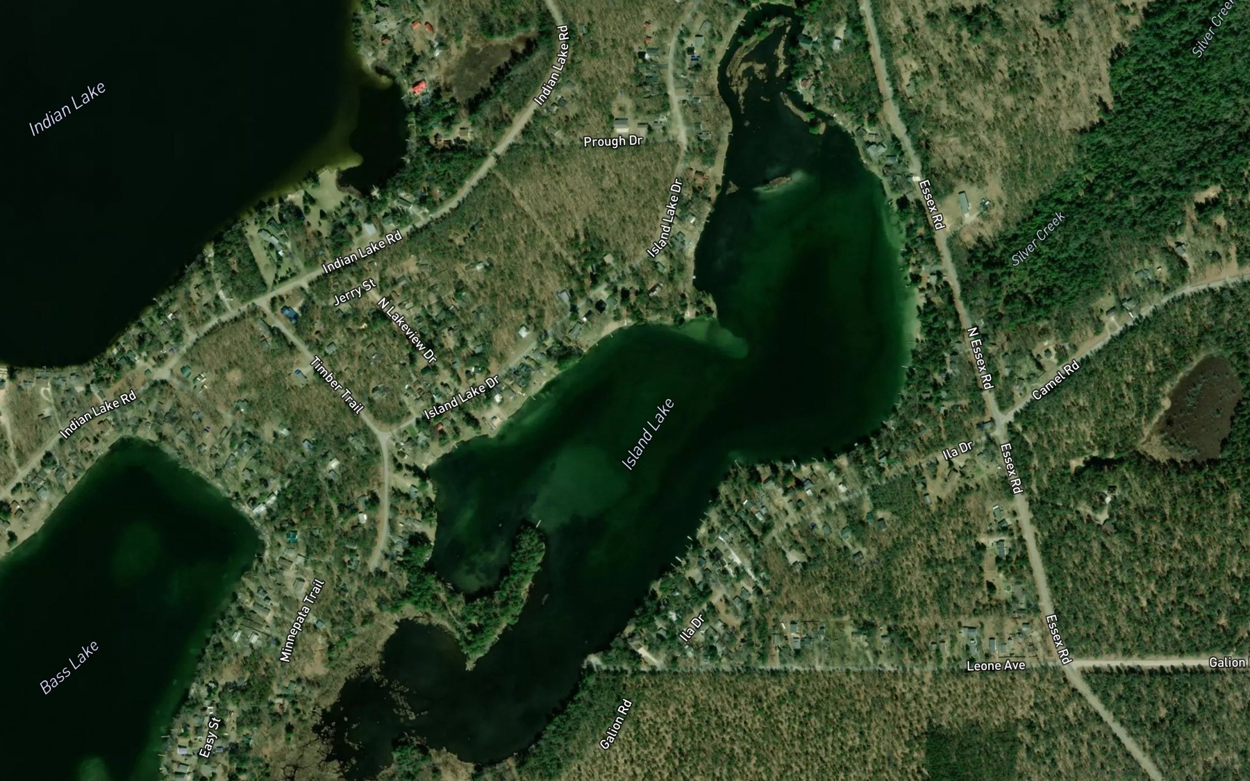 Satellite map of the Island Lake