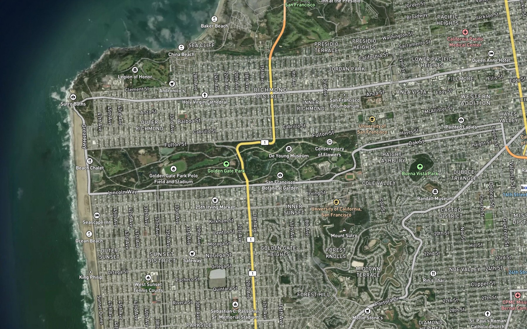 Satellite map of the Huntington Falls
