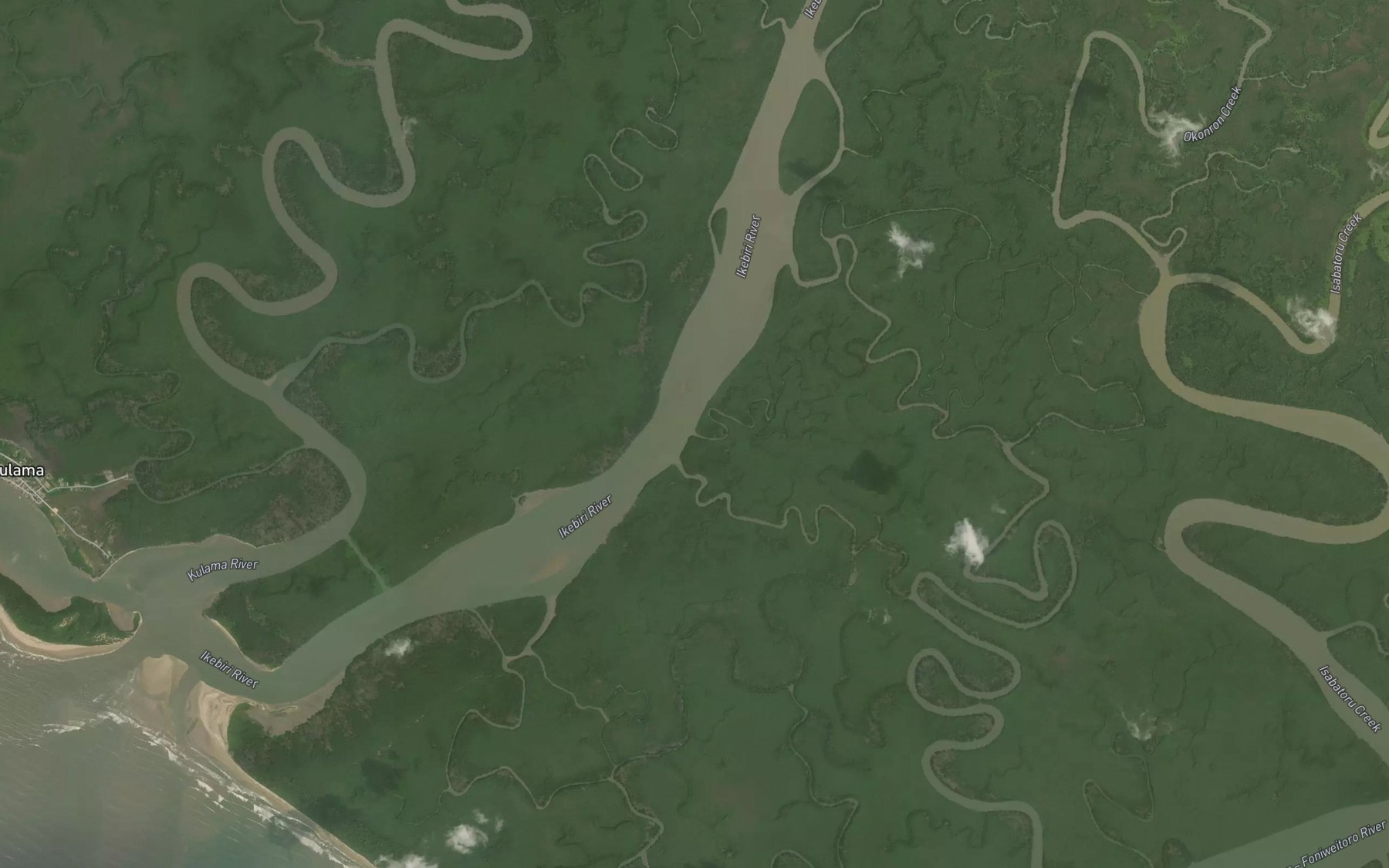 Satellite map of the Nodiabolo Creek