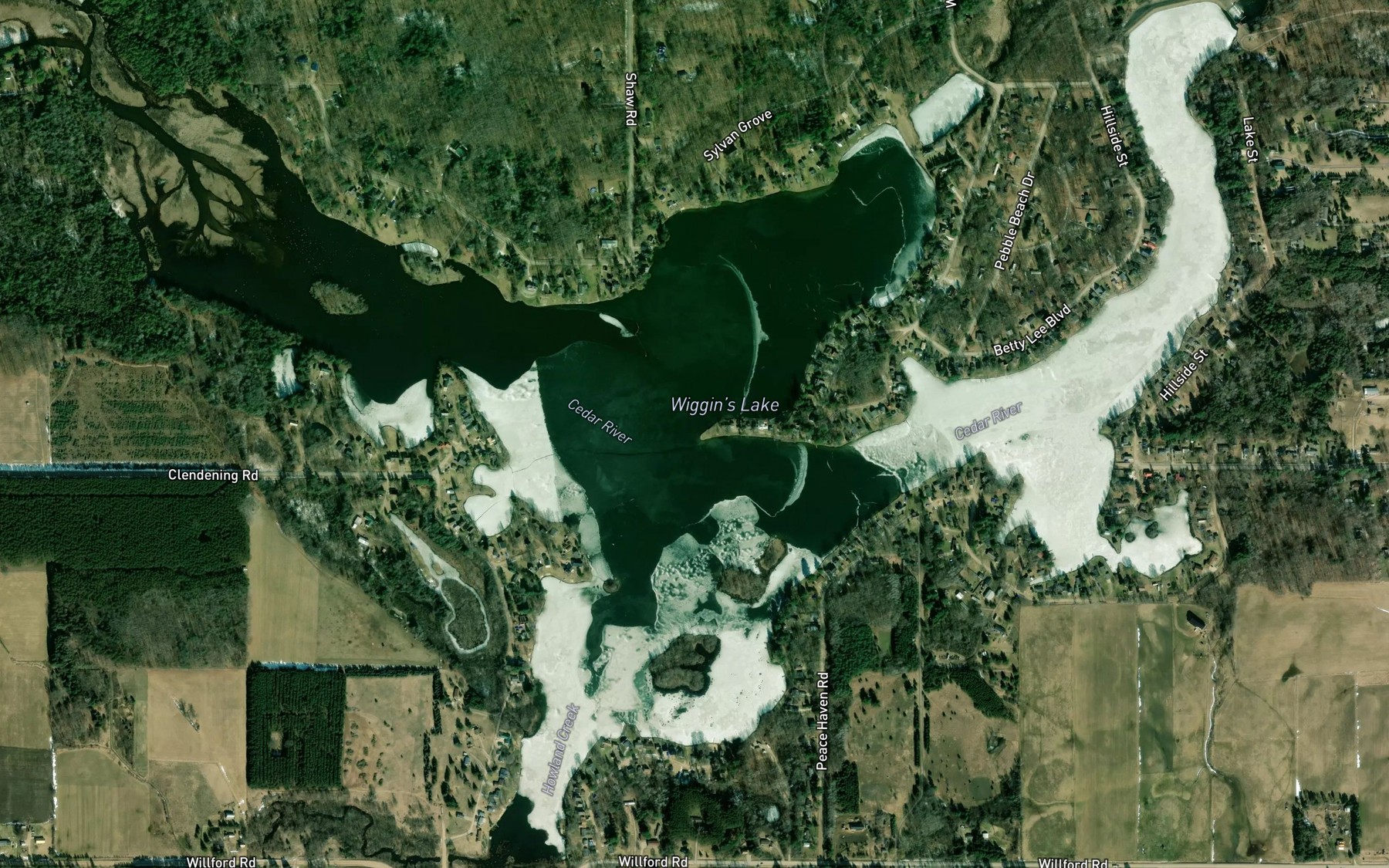 Satellite map of the Wiggins Lake
