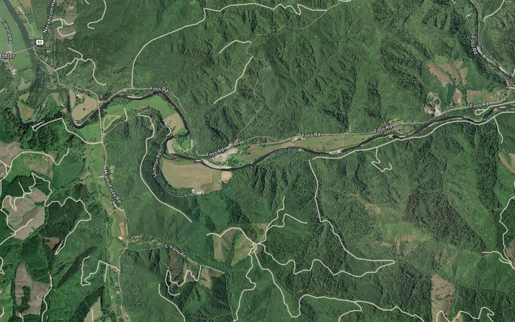 Satellite map of the Peterson Creek