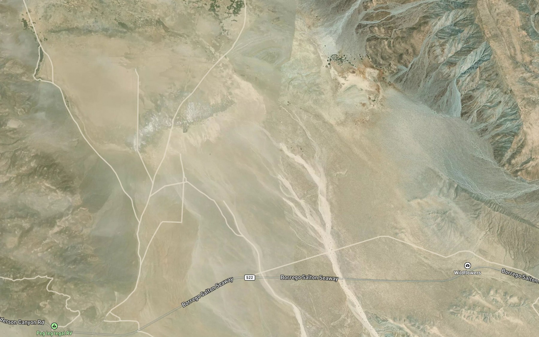 Satellite map of the Fonts Point Wash