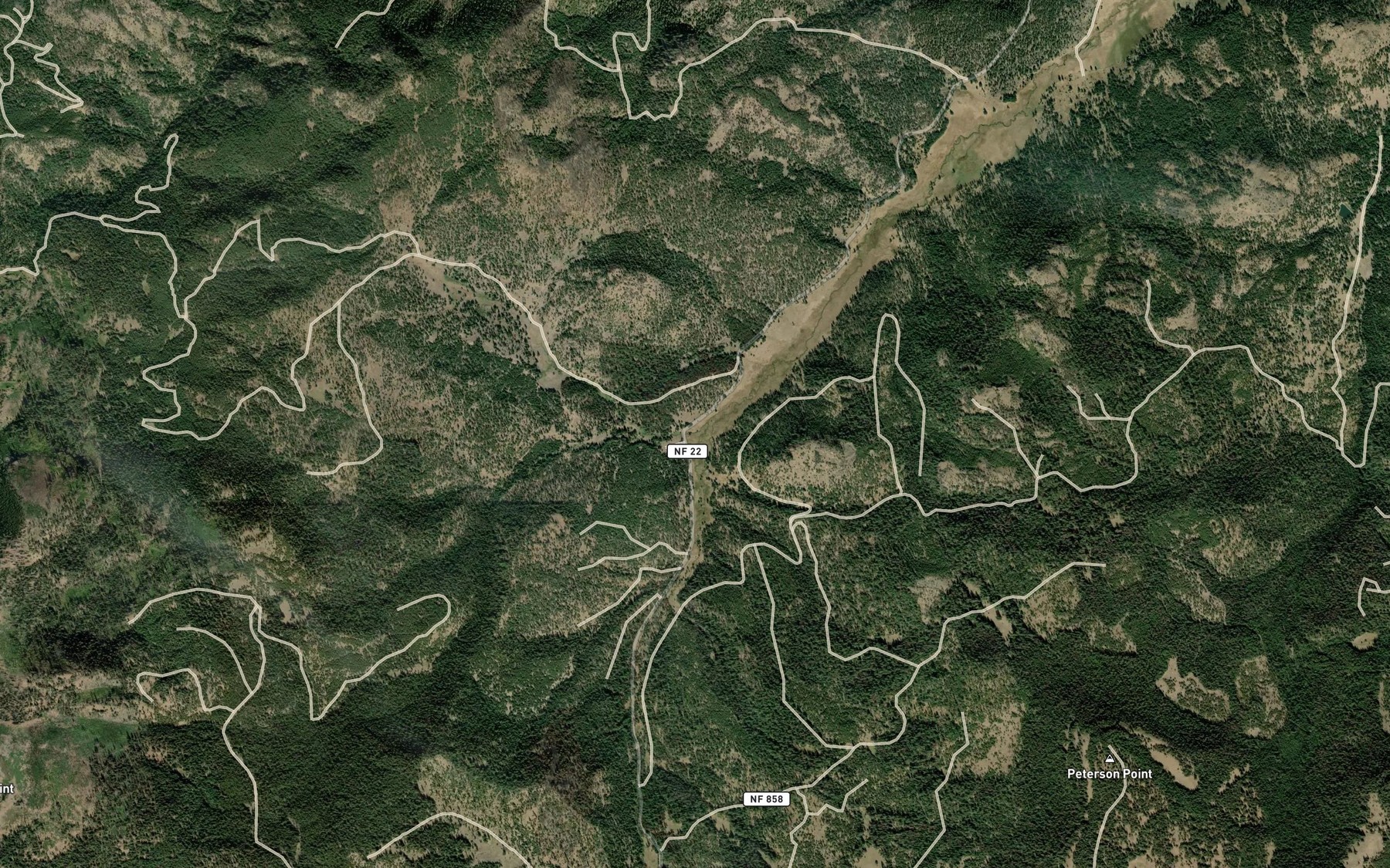 Satellite map of the Milk Creek