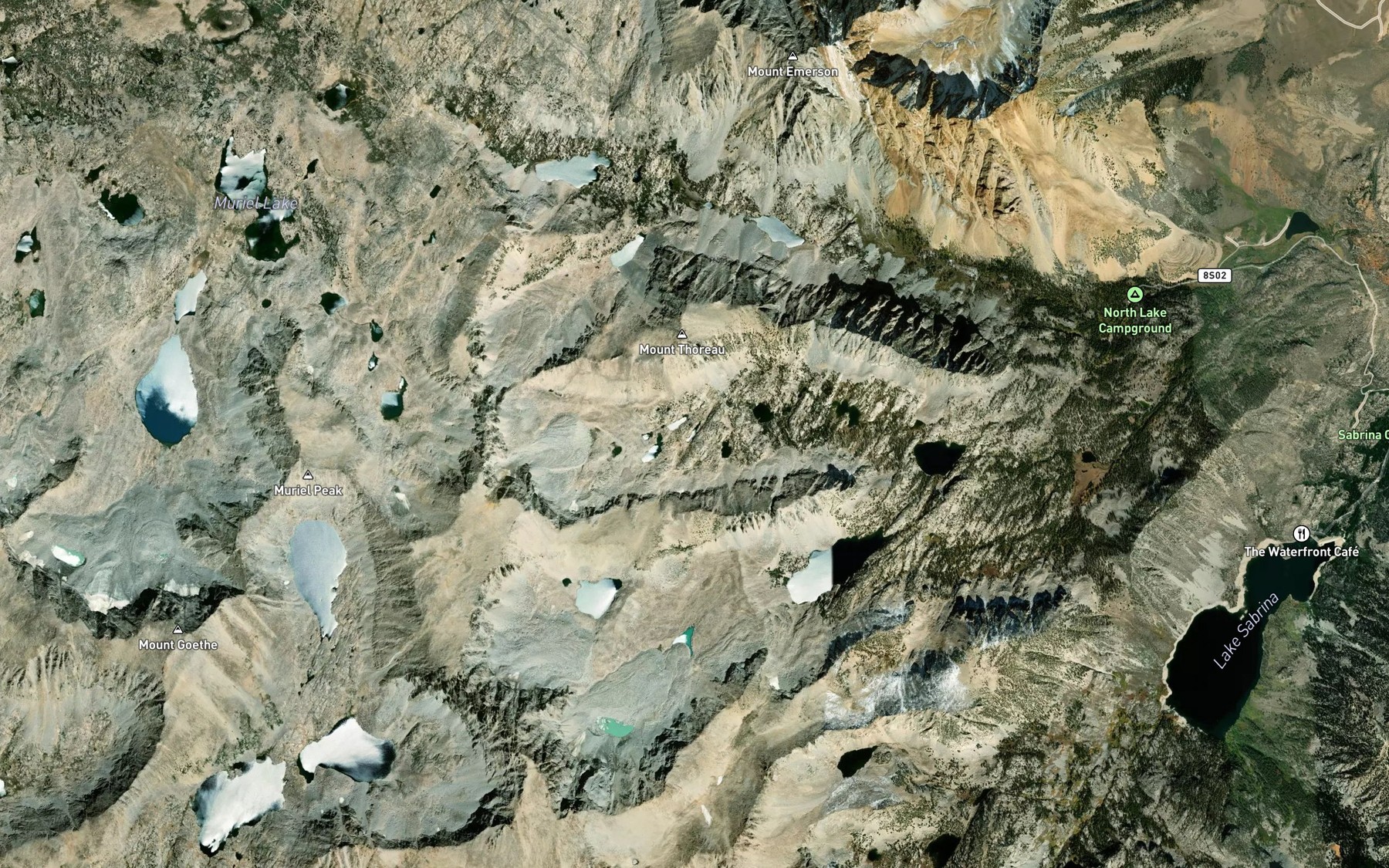 Satellite map of the Wonder Lakes