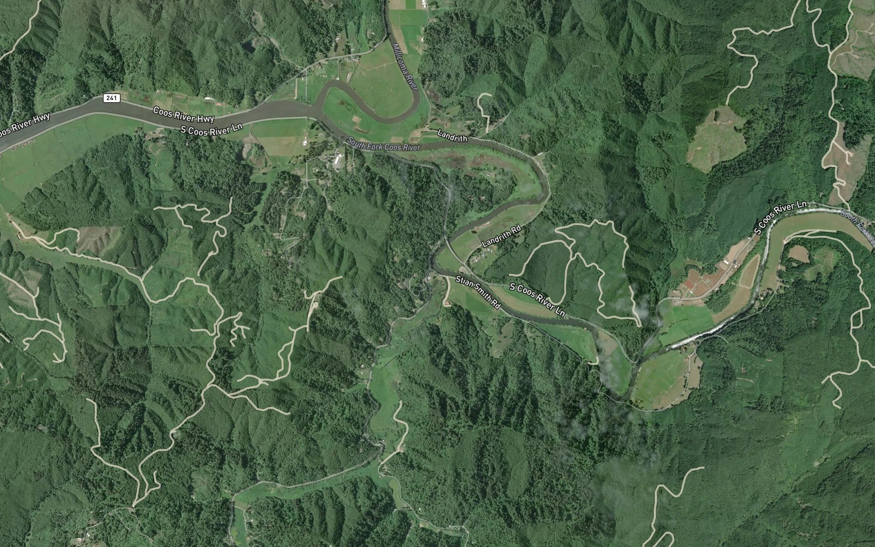 Satellite map of the Daniels Creek