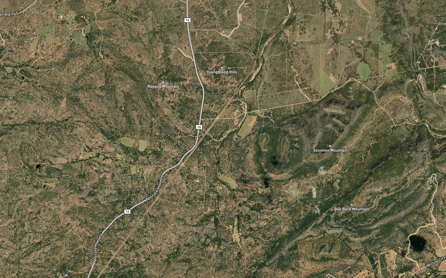 Satellite map of the Hickory Branch