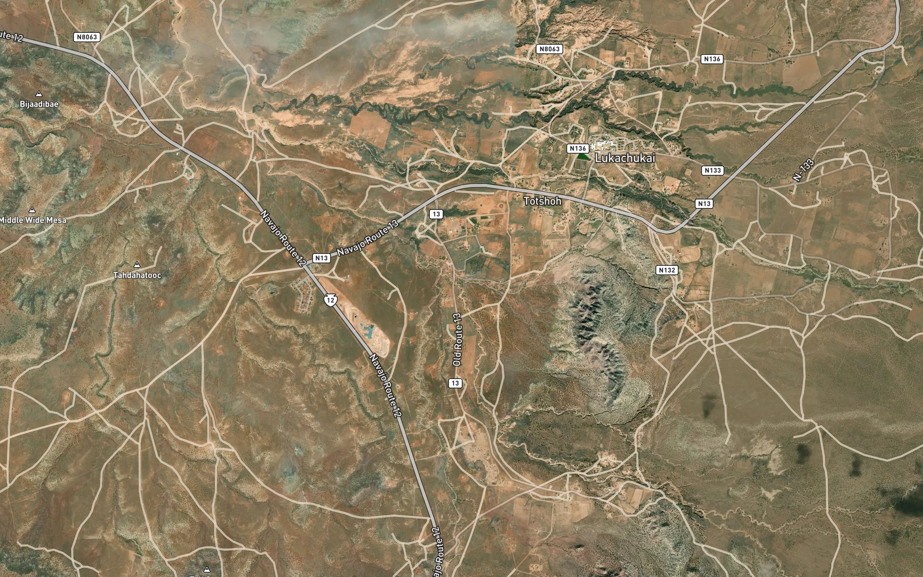 Satellite map of the Lizard Wash