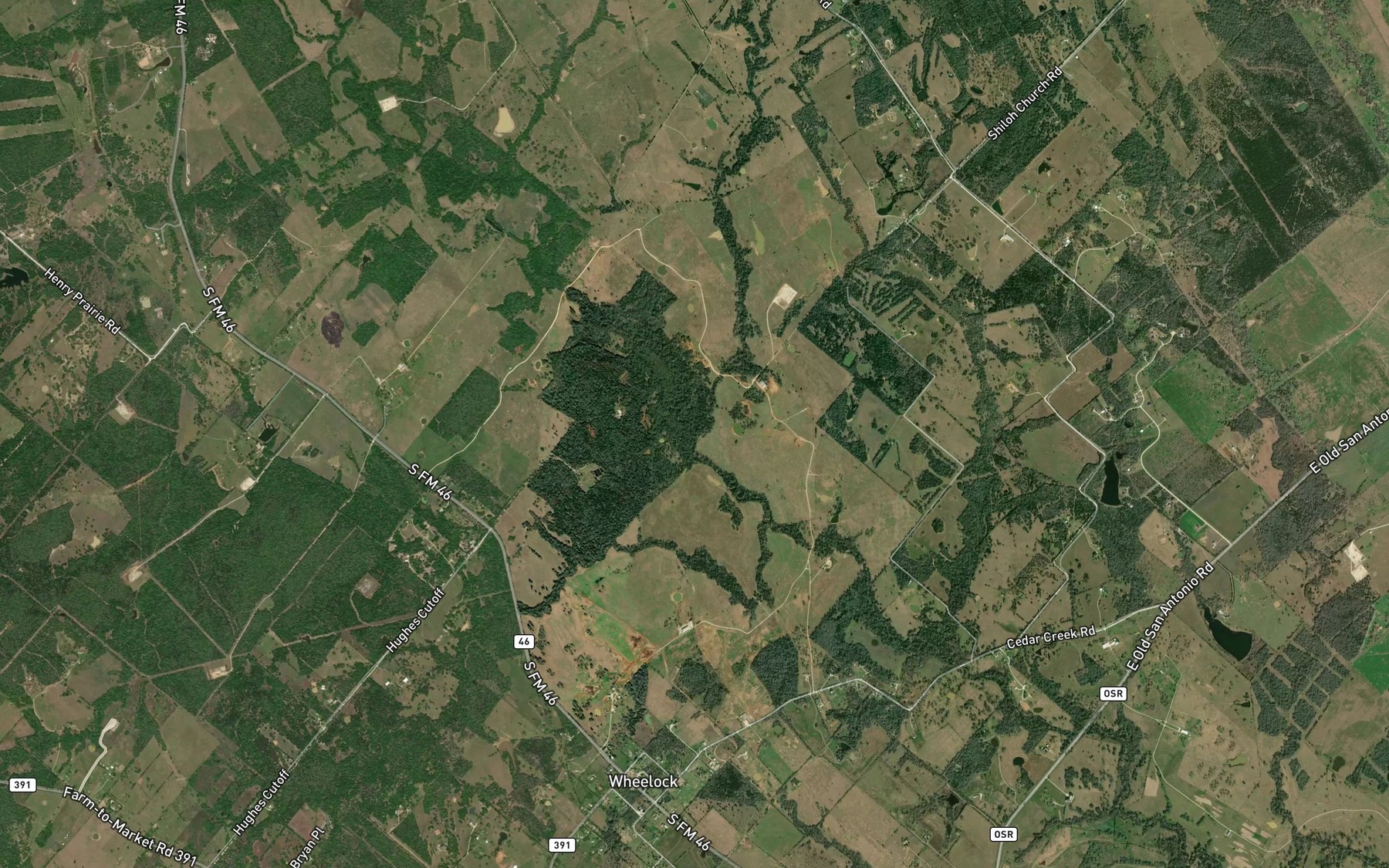 Satellite map of the Brushy Creek