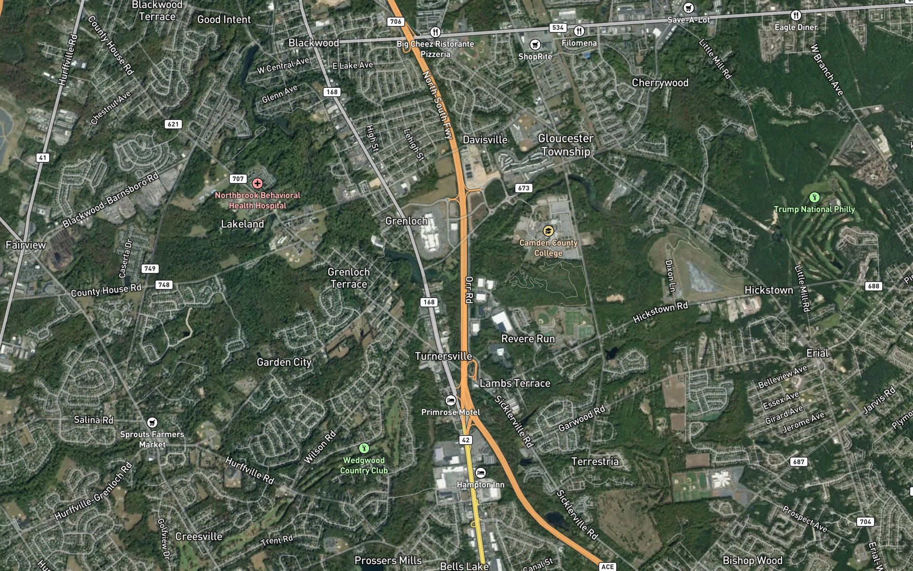 Satellite map of the Holly Run