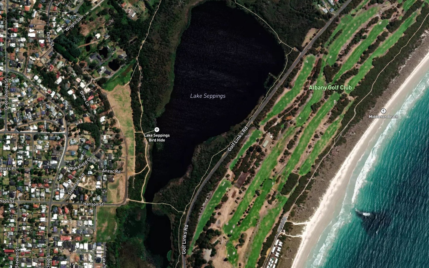 Satellite map of the Lake Seppings