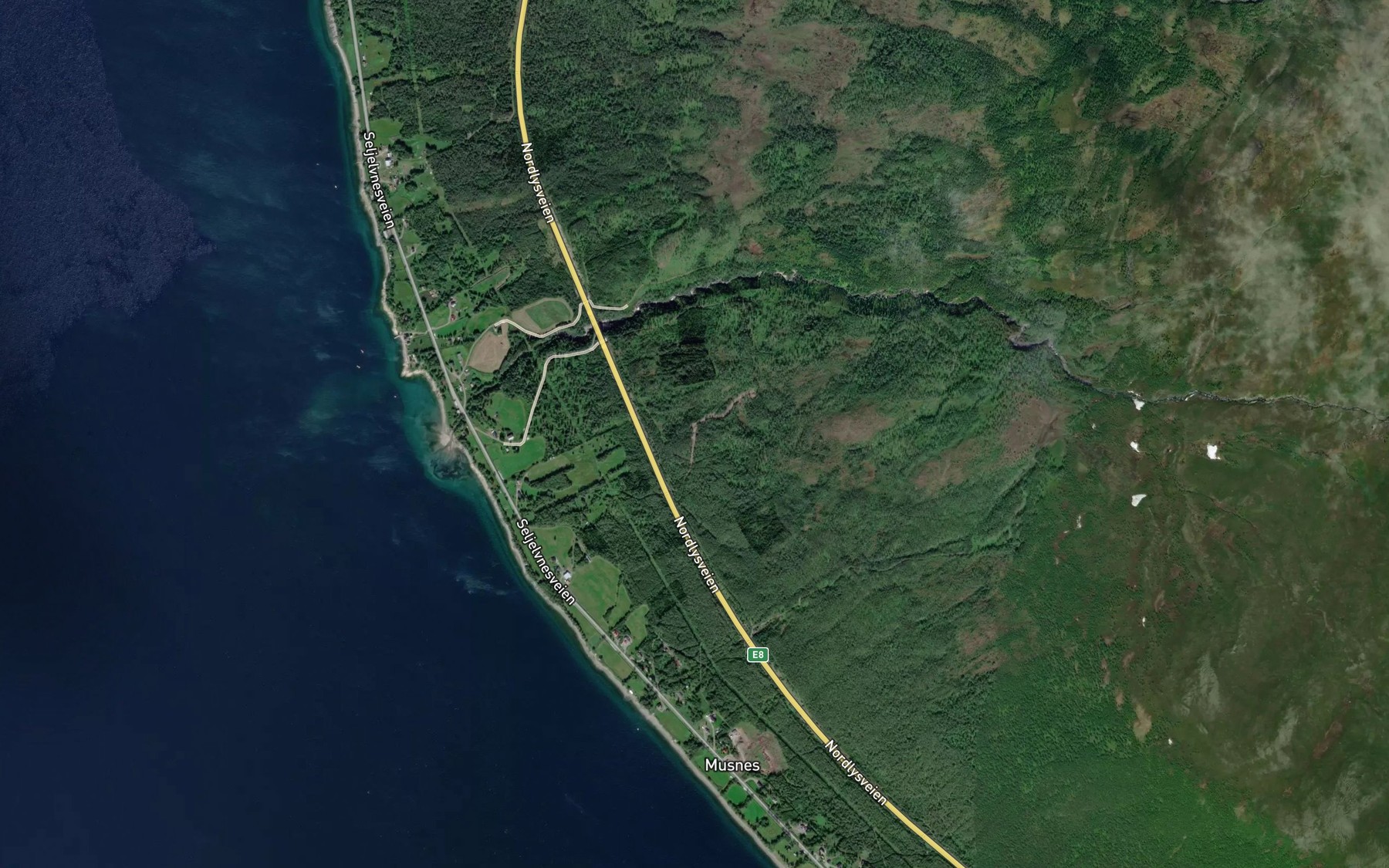 Satellite map of the Mellajordelva