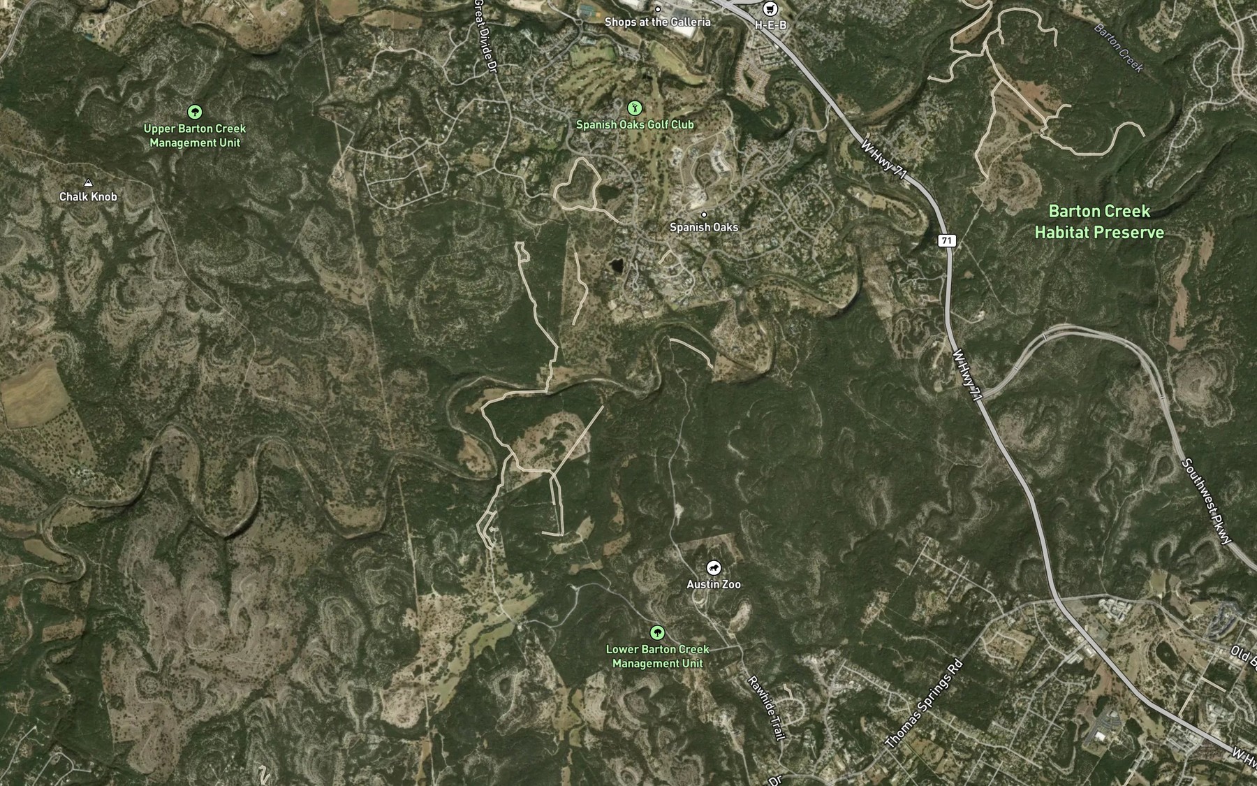 Satellite map of the Grape Creek