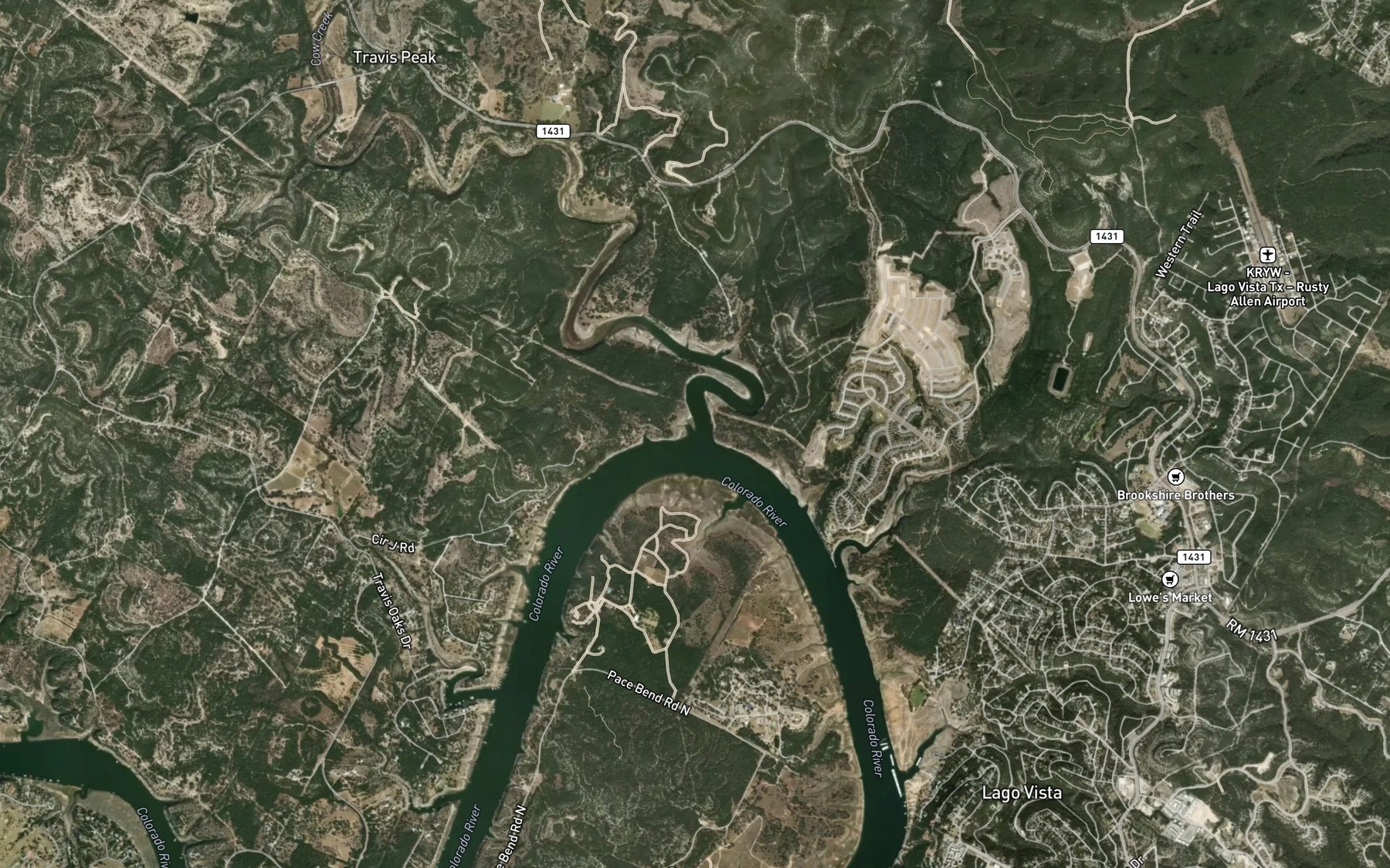 Satellite map of the Cow Creek