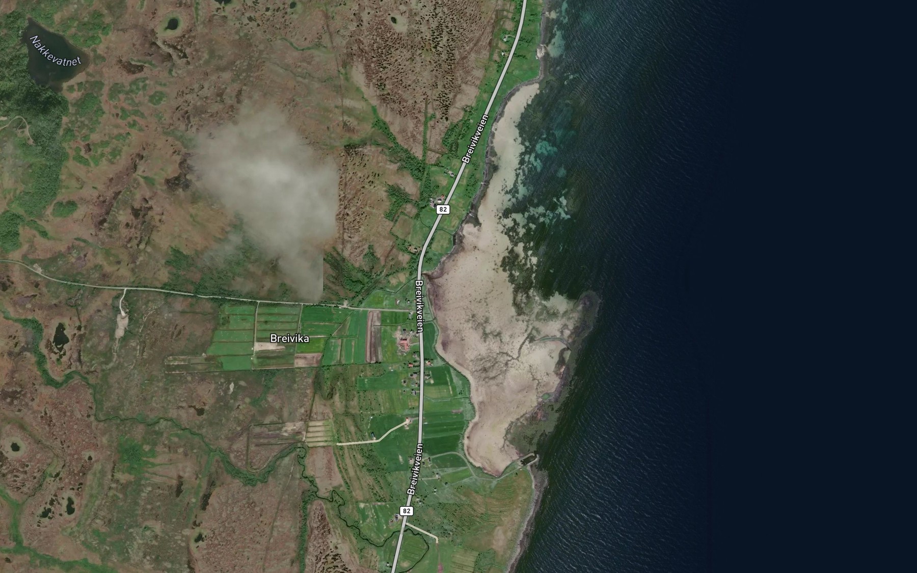 Satellite map of the Breivika