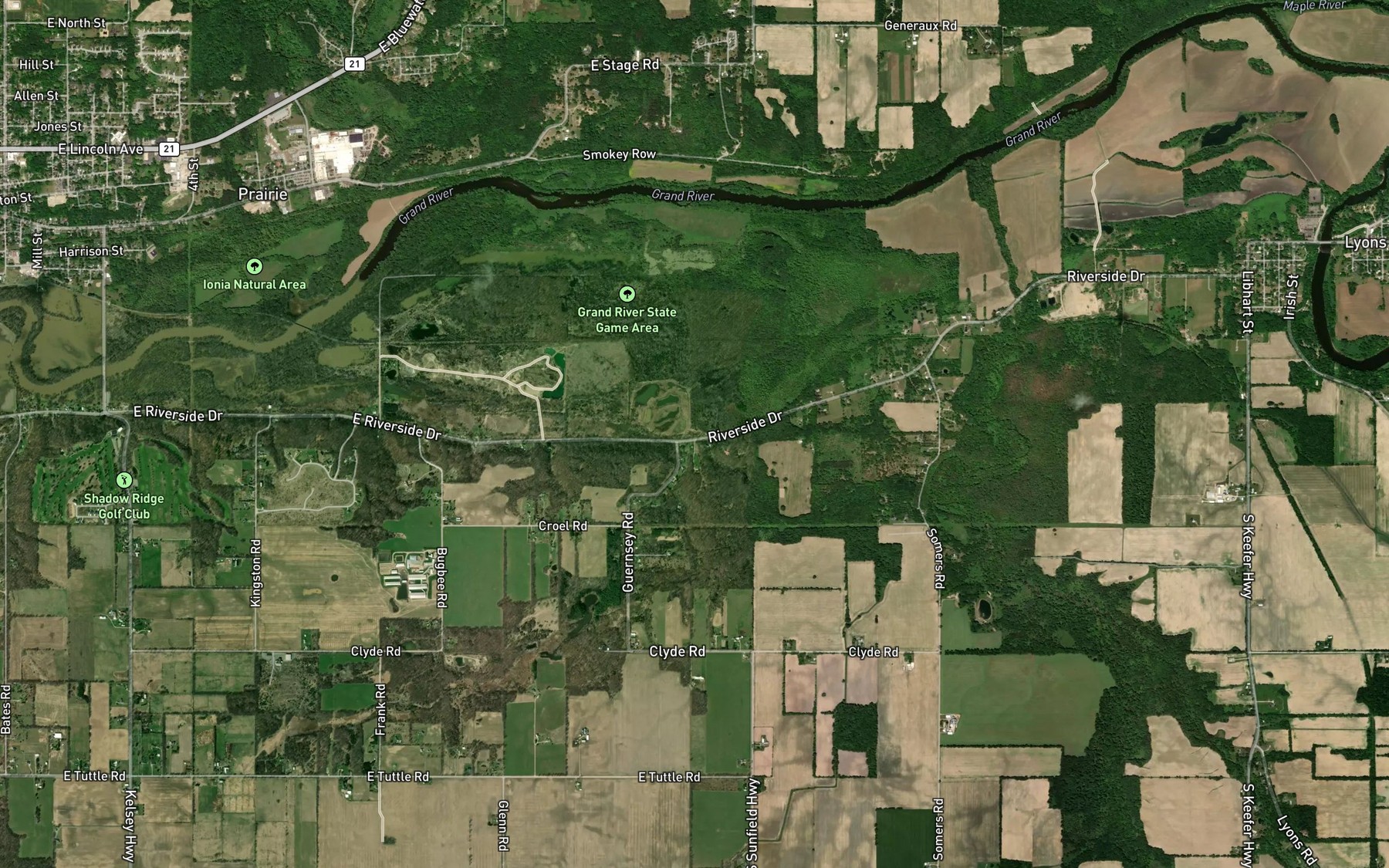 Satellite map of the Dry Creek