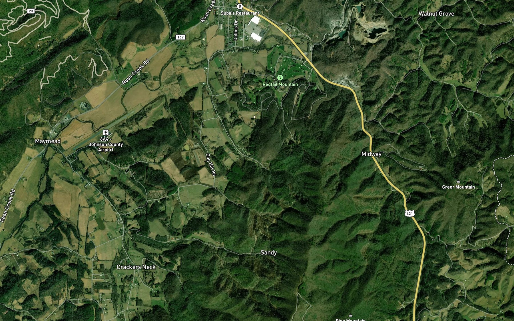 Satellite map of the Dry Branch