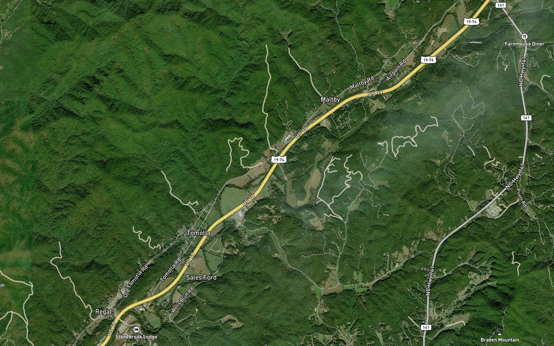 Satellite map of the Mary Branch