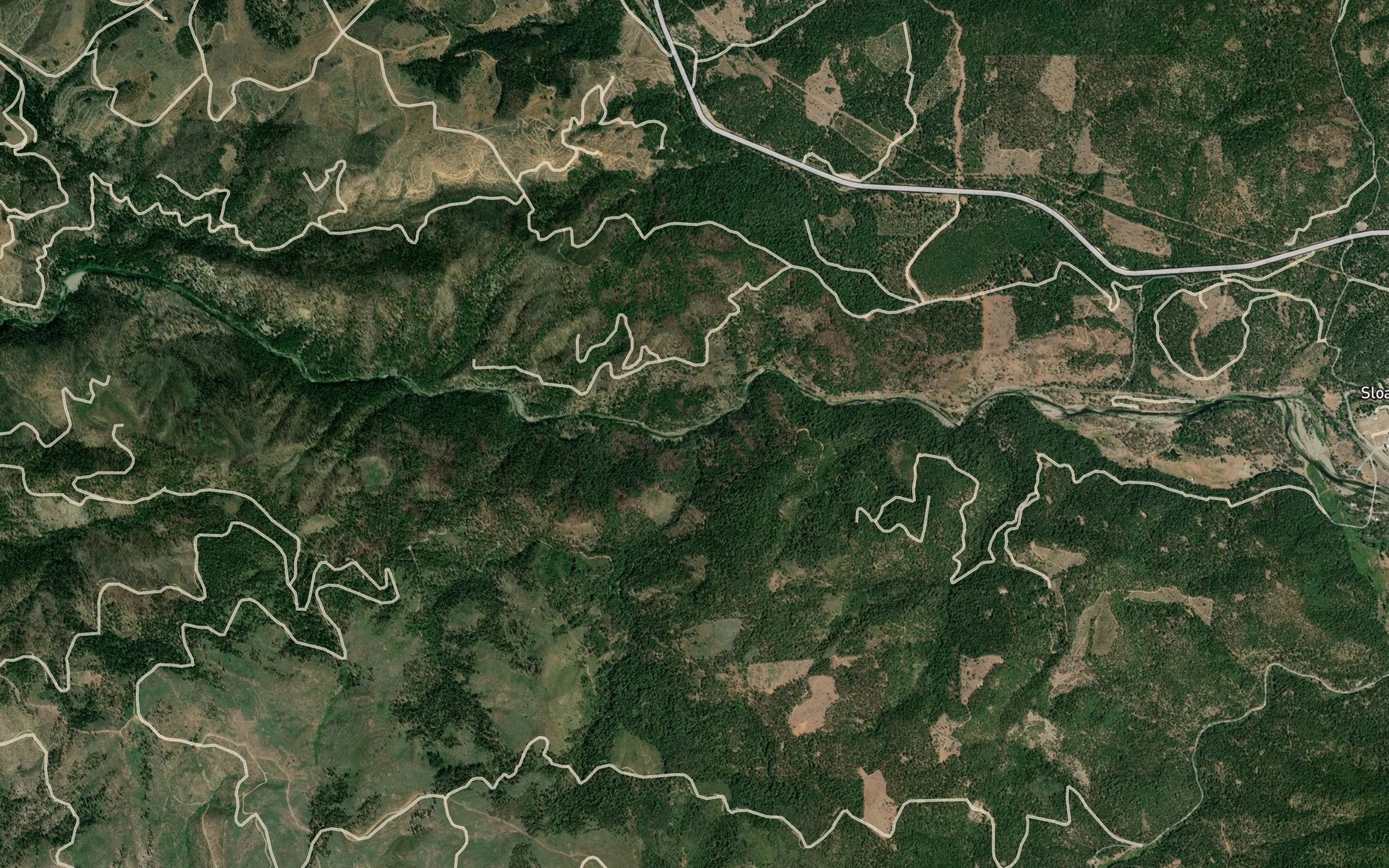 Satellite map of the Peoria Creek