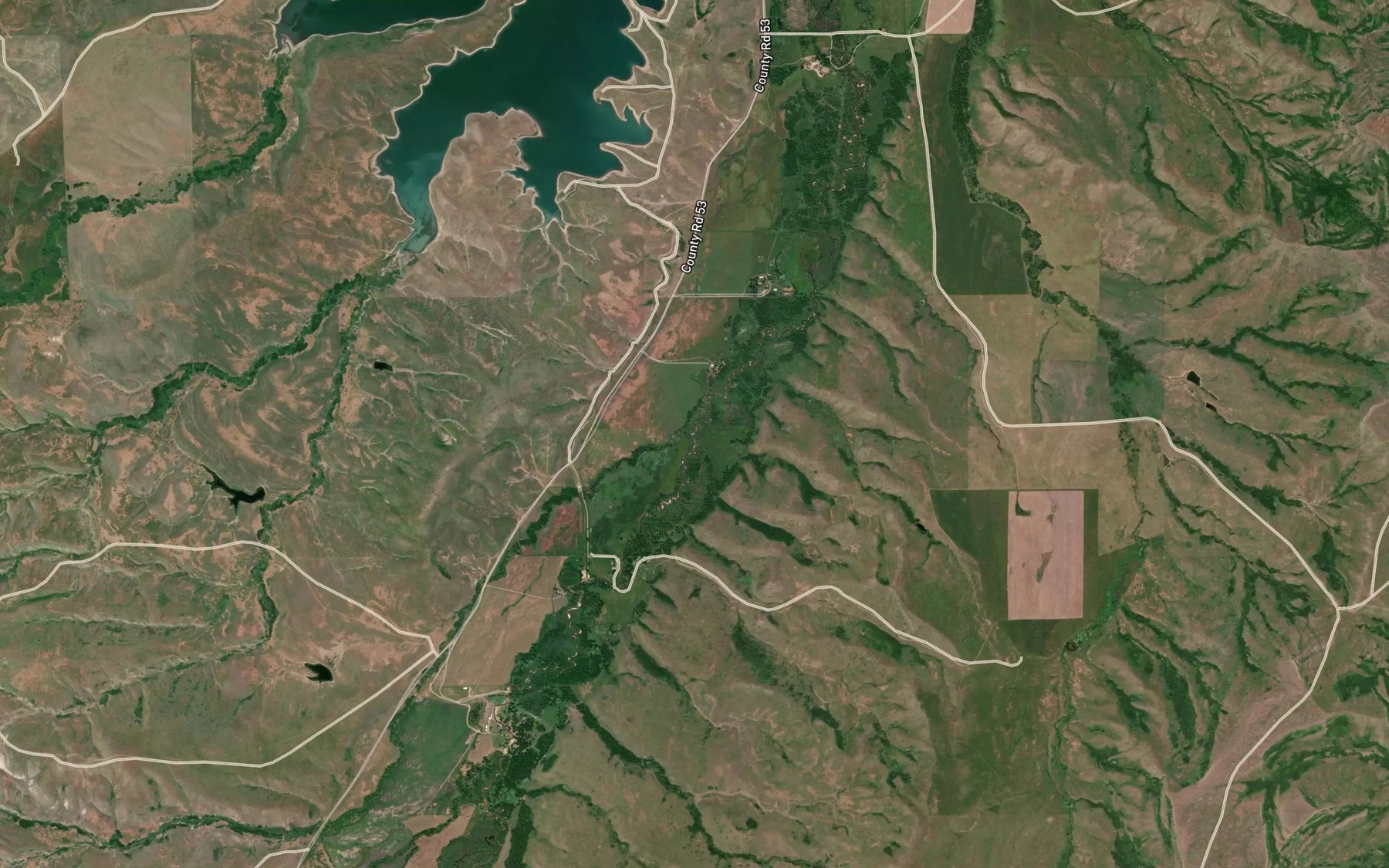 Satellite map of the Stevie Creek