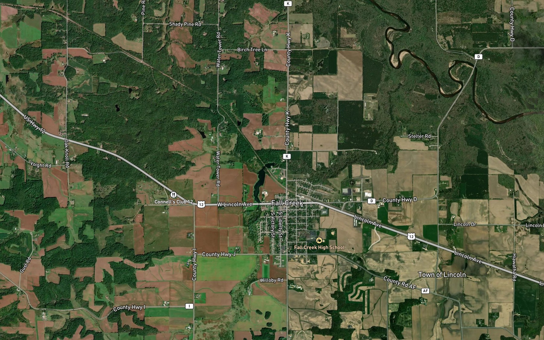 Satellite map of the Fall Creek Pond 20