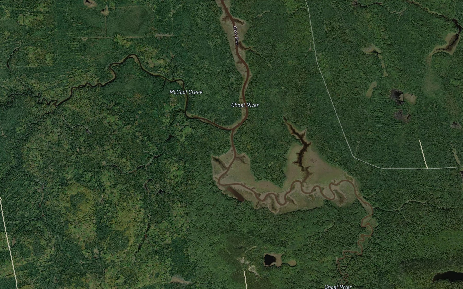 Satellite map of the McCool Creek