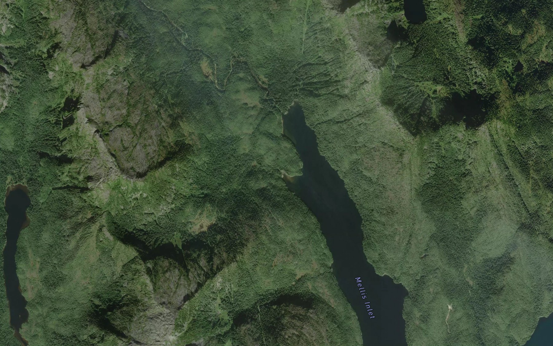 Satellite map of the Packe Creek