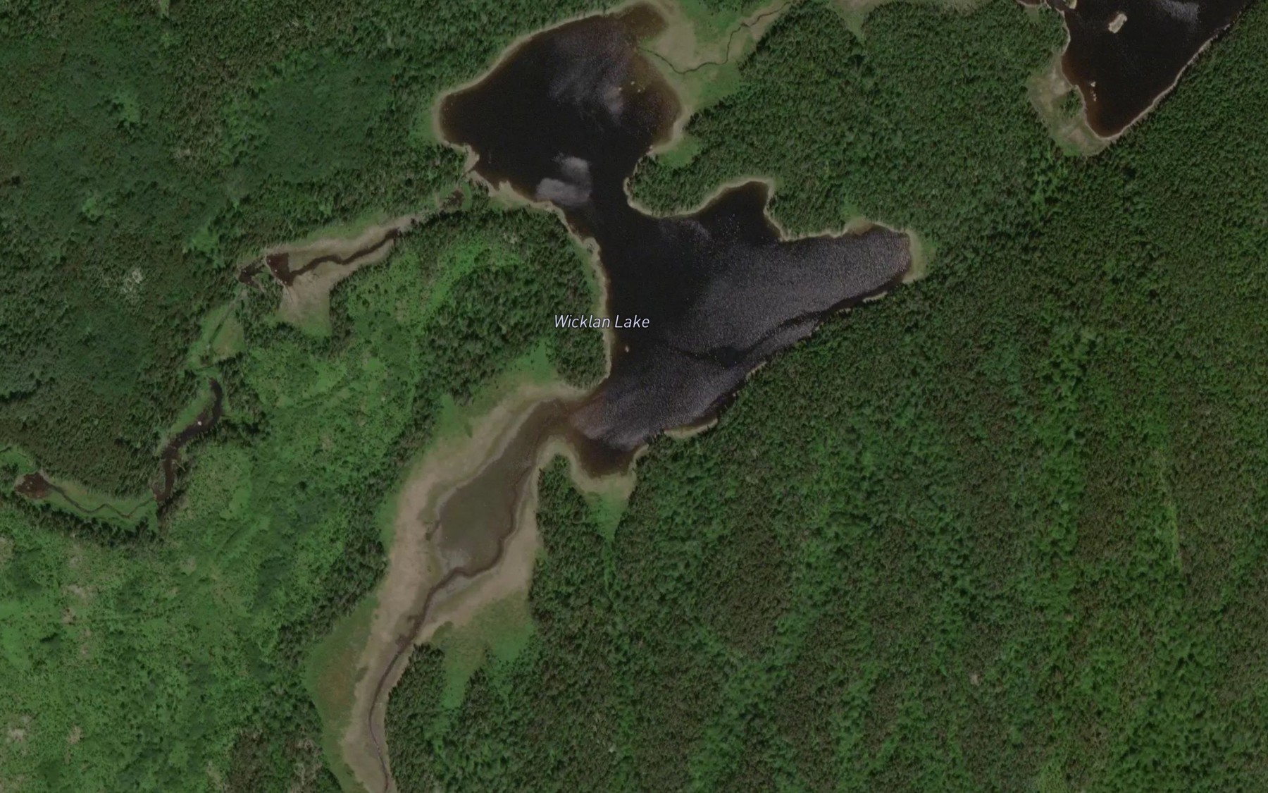 Satellite map of the Wicklan Lake