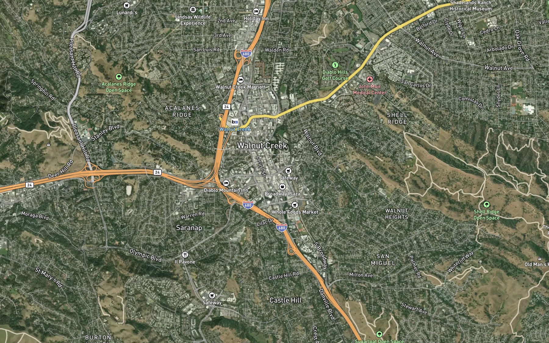 Satellite map of the San Ramon Creek