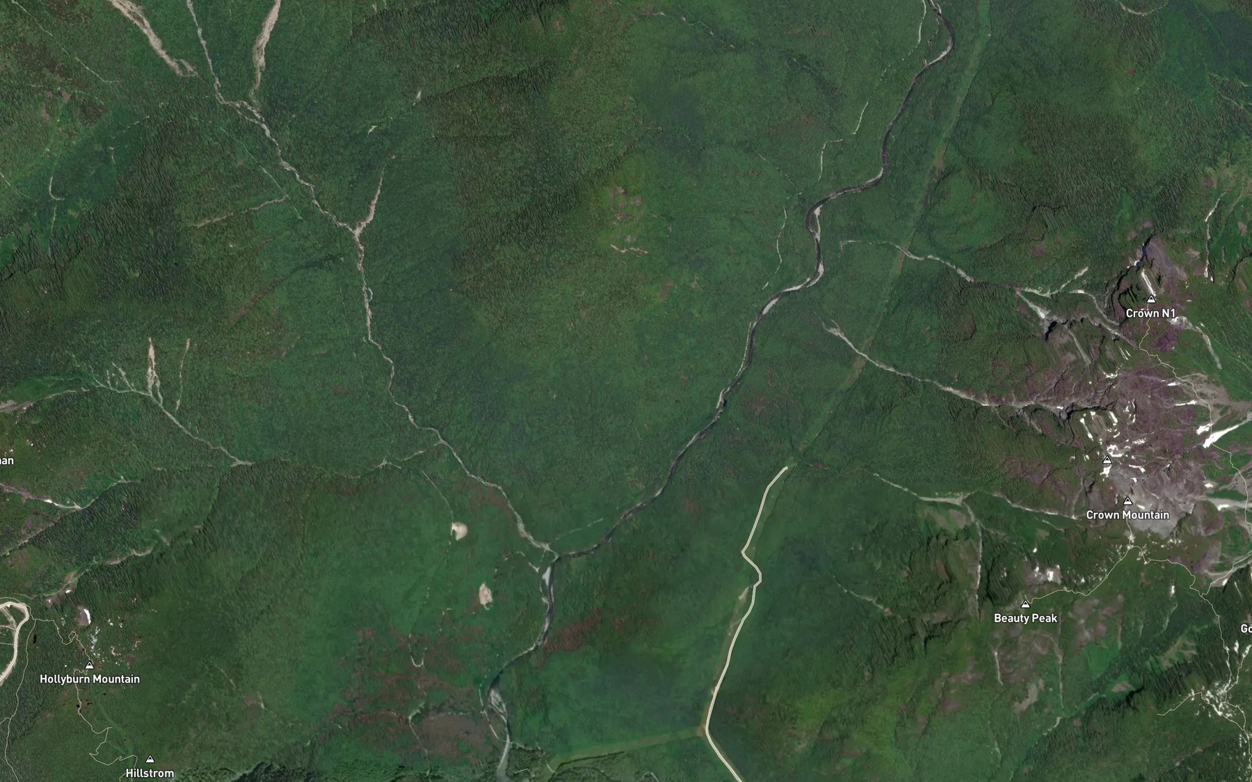 Satellite map of the Dean Creek